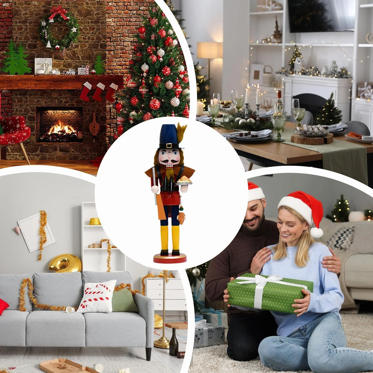 Traditional Wooden Nutcracker, King Nutcracker Figure, Nutcracker Christmas Decor, Nutcracker Ornament, X Mas Nutcracker Model, 15inches Classic Christmas Decoration for Christmas Decorations