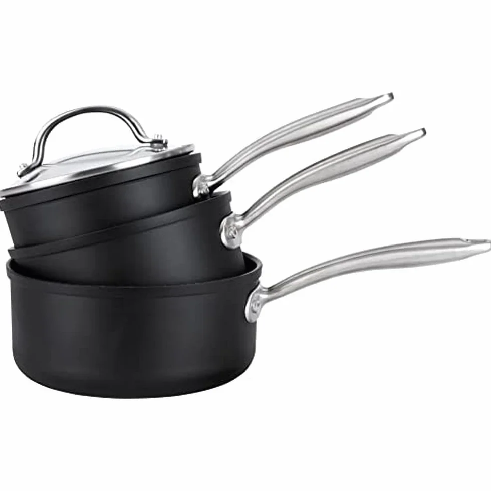 Prestige - Scratch Guard - 3 szt. Nieprzywierający zestaw rondli - 16/18/20cm - Aluminium - Odporny na zarysowania - Nadaje się do indukcji - Można myć w zmywarce i piekarniku - Szklane pokrywki