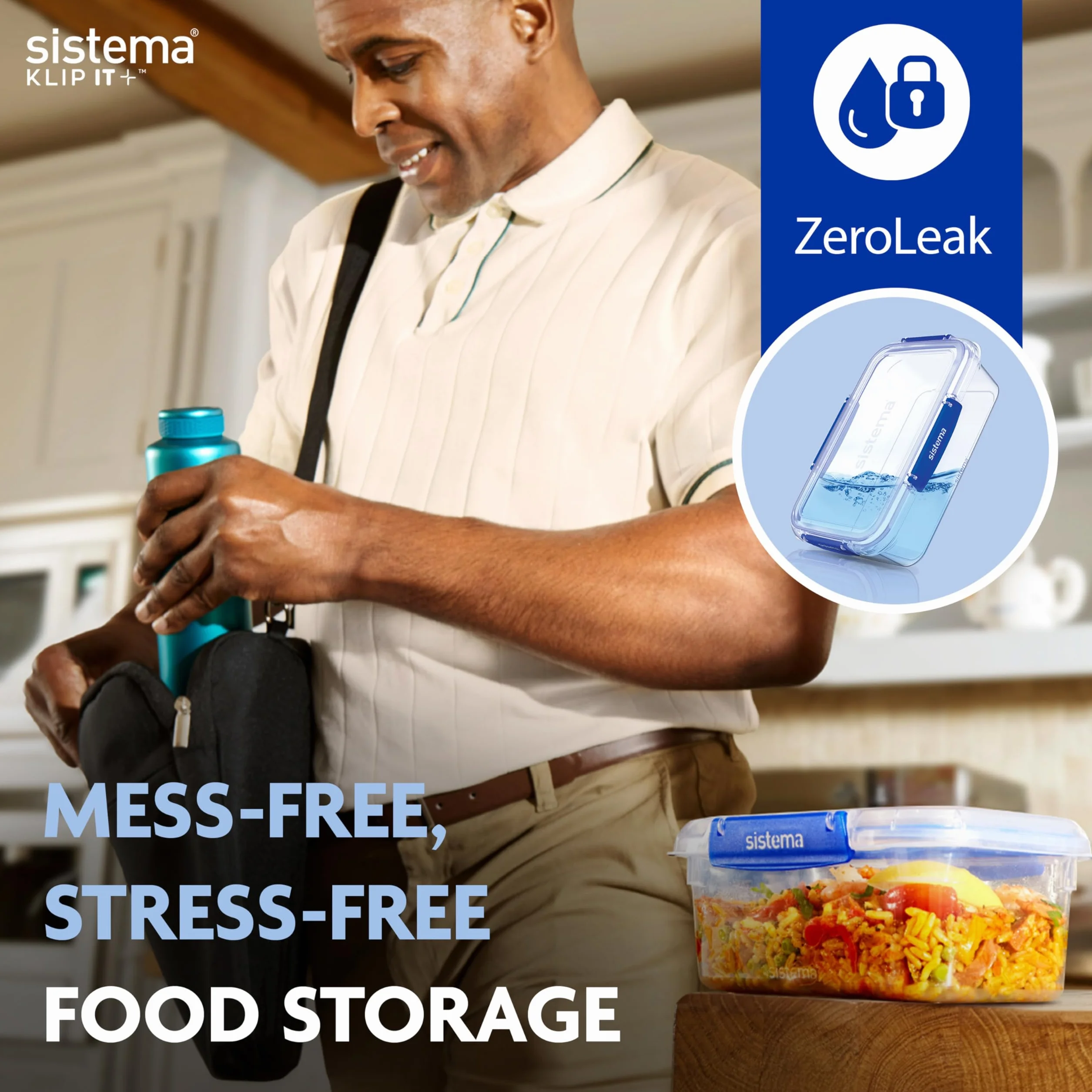 Sistema KLIP IT PLUS Szczelne pojemniki do przechowywania żywności, 1 l, hermetyczne i nadające się do układania w stos, z pokrywkami, szkolne pudełka na lunch, bez BPA, 4 sztuki
