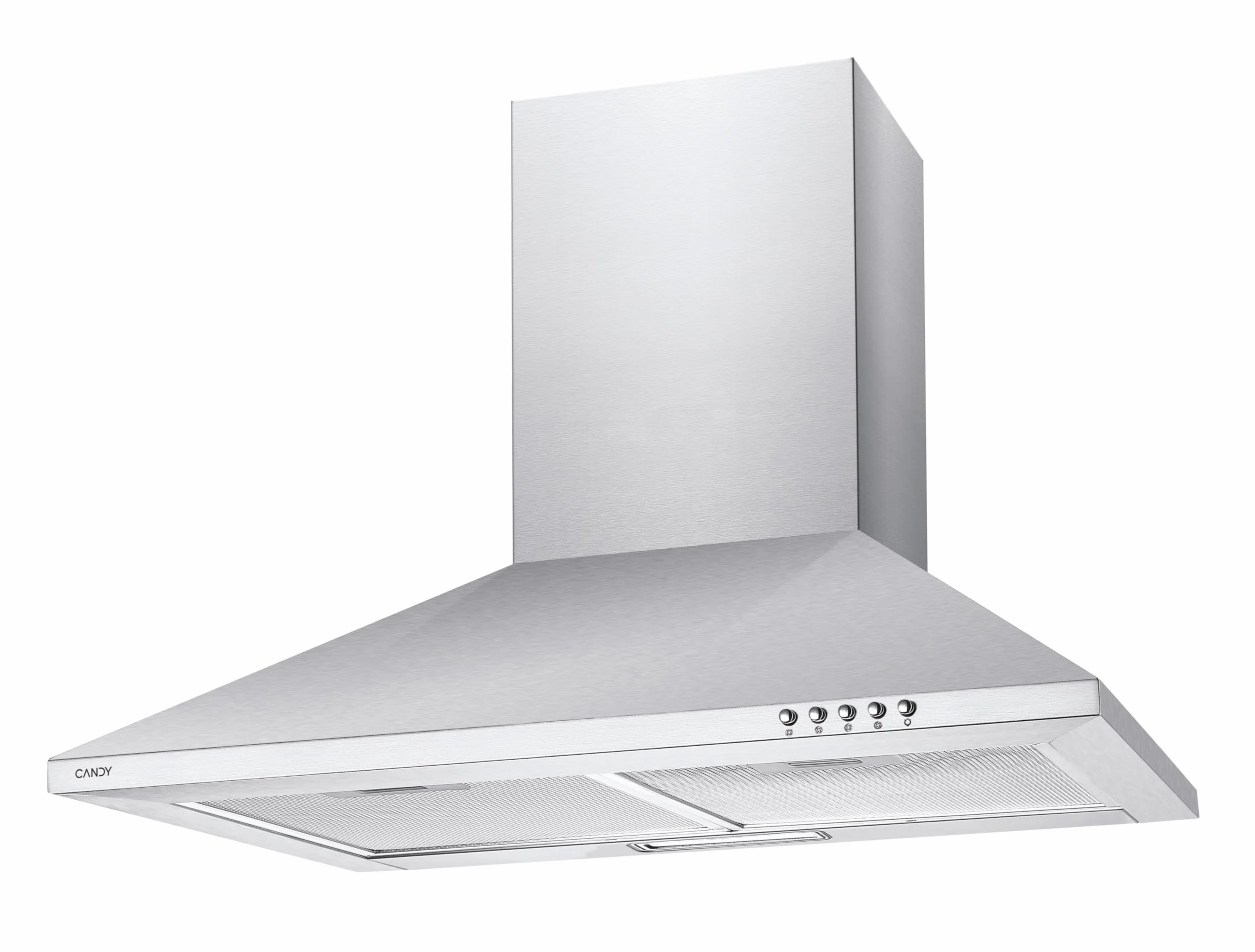 Candy CCE117/1X, okap kuchenny 70 CM, 3 poziomy mocy, 65W, 305M3/H, filtry węglowe, 2 panele przeciwtłuszczowe aluminium, oświetlenie LED, 56/62DB, klasa C, stal nierdzewna