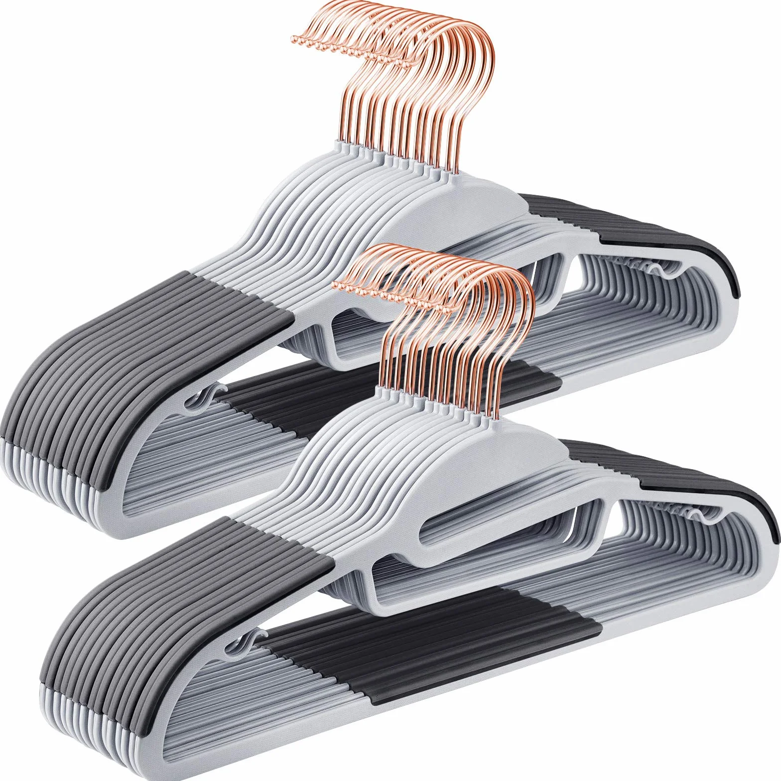 SONGMICS Zestaw 30 plastikowych wieszaków antypoślizgowe 360° obrotowy szary CRP43G30