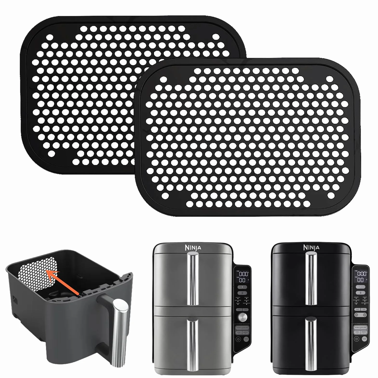 2 sztuki akcesoriów do ochrony przed pryskaniem do Ninja Double Stack XL SL400EU i SL300EU, silikonowa ochrona przed rozpryskiwaniem tłuszczu do frytkownicy na gorące powietrze Ninja Airfryer Double