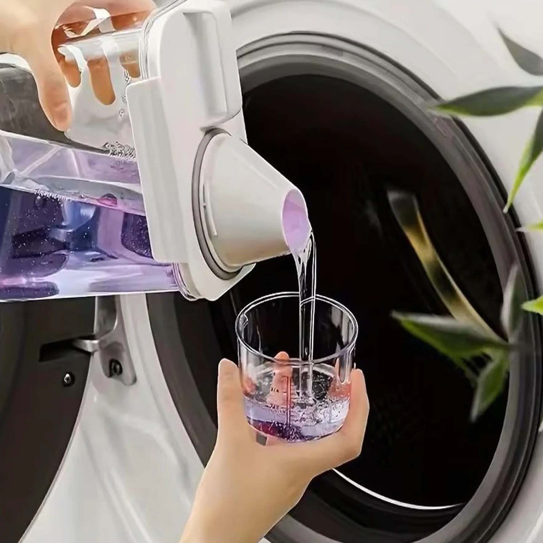 POJEMNIK ORGANIZER ŁAZIENKOWY NA PROSZEK DO PRANIA PŁYN DO PŁUKANIA DETERGENTY ZAMYKANY PRZEZROCZYSTY PUDEŁKO Z UCHWYTEM I MIARKĄ 1800ml
