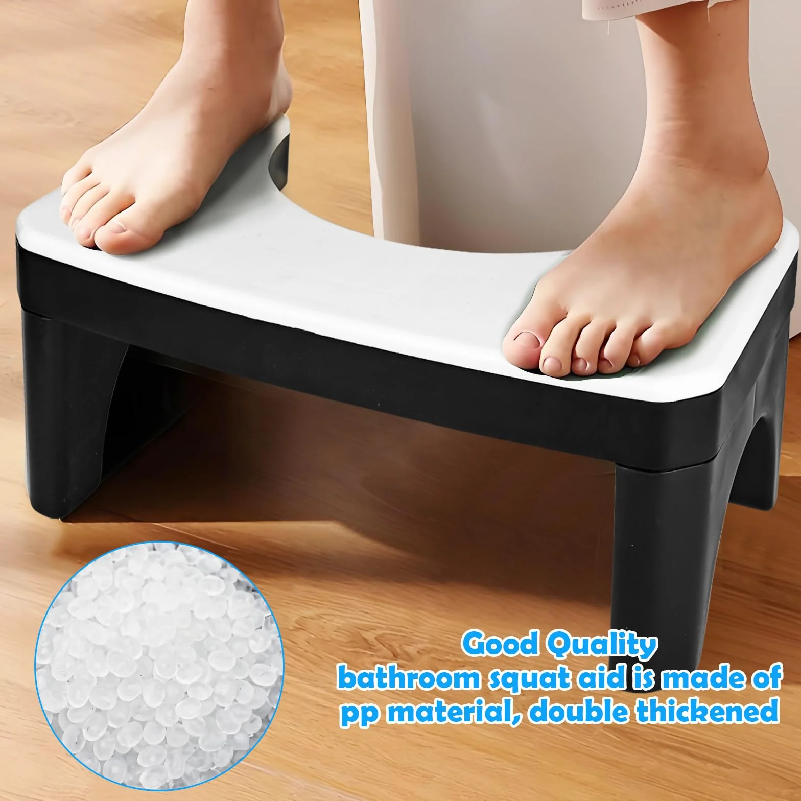 Taboret toaletowy, wielofunkcyjny taboret toaletowy, do domu, praktyczny i kompaktowy, stabilny, umożliwia przykucnięcie pozycji zapobiegającej zapchaniu się (biały)