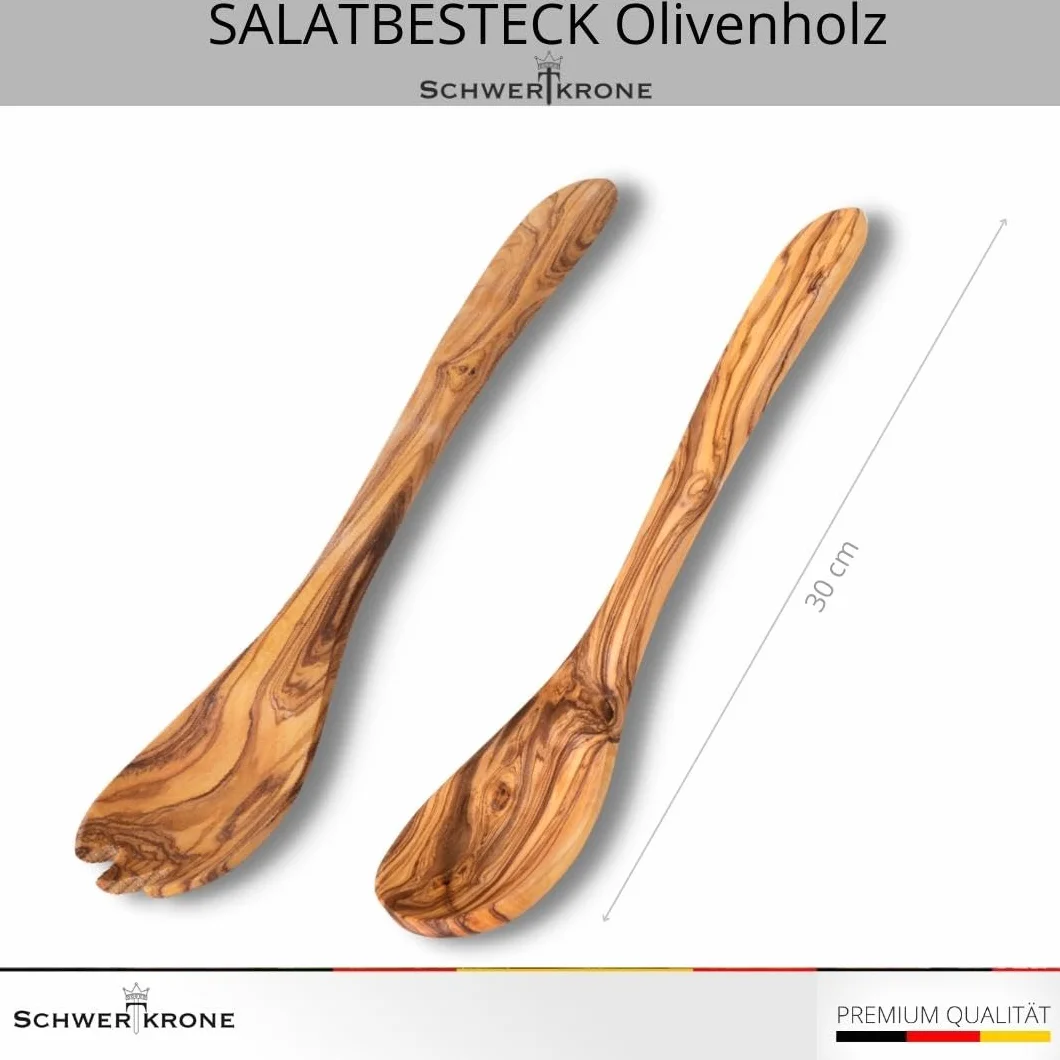 Schwertkrone Sztućce do sałatek z drewna oliwkowego 30 cm