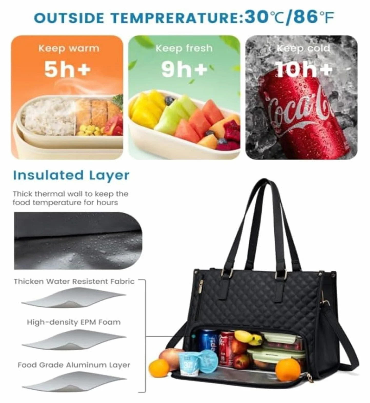 The Ultimate 2 w 1 torba na lunch typu tote combo, torba robocza w 1 torba na lunch, torba na komputer, biuro (czarna)