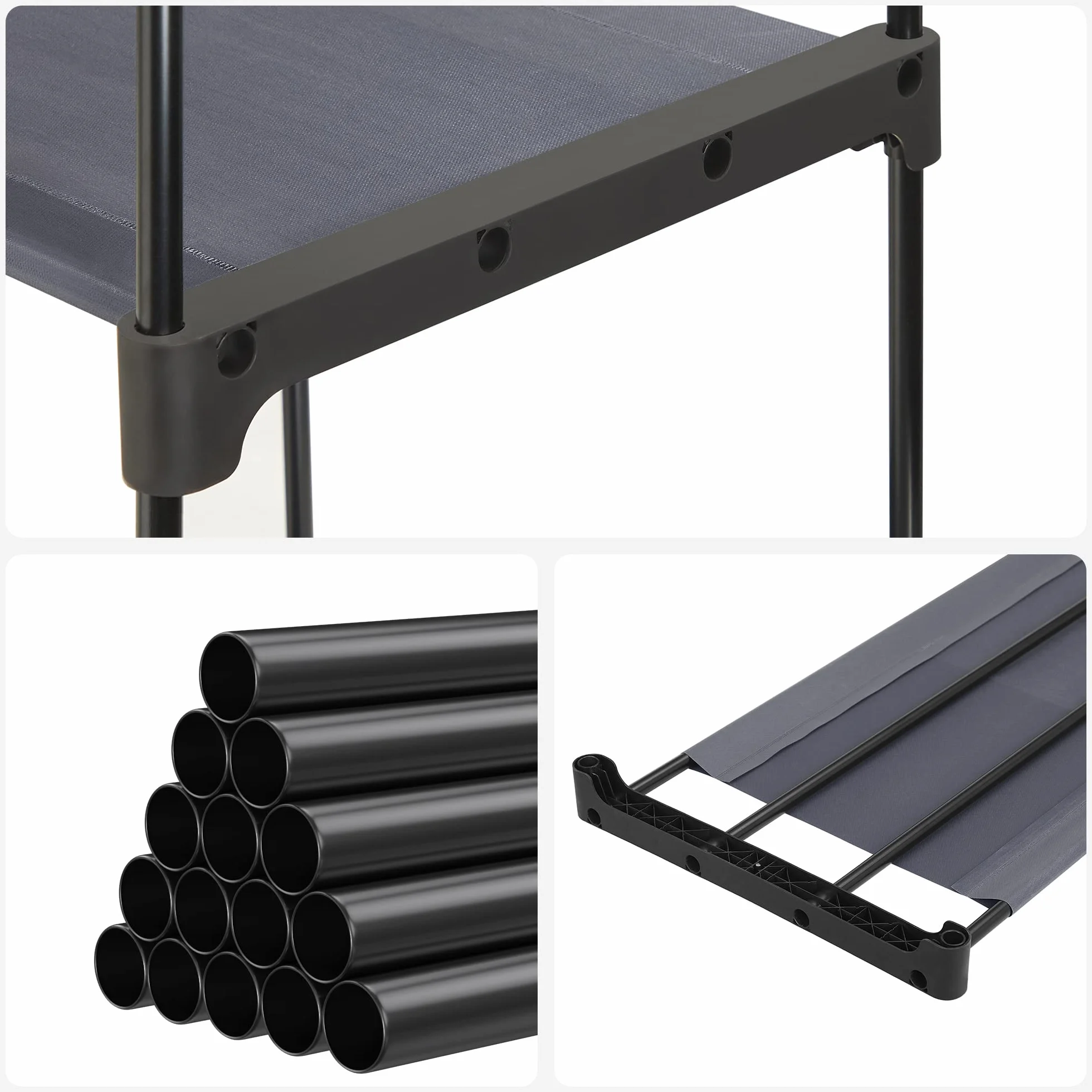 SONGMICS Szafa na ubrania, wolnostojąca, składana, z drążkami na ubrania, do przechowywania, garderoba, do sypialni, 112 x 43 x 165 cm, szara, RYG024G02