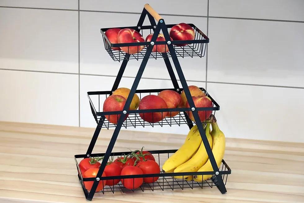 Kosz na owoce Etagere 3-poziomowy czarny duży