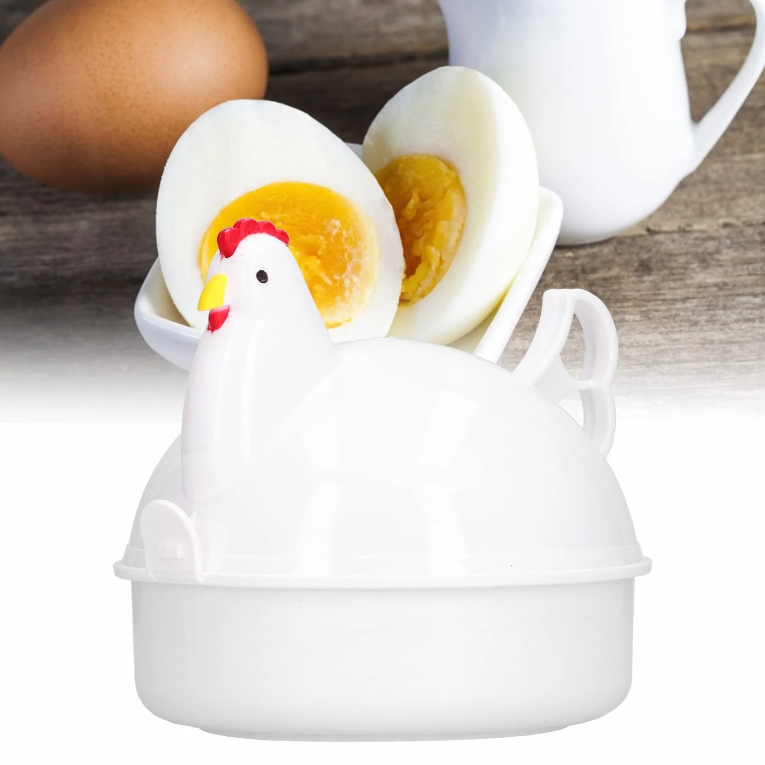 Tyenaza Egg Cooker, 4 Eggs Chicken‑Shaped Heat Microwave Eggs Boiler for Home Kitchen(12.3X13cm)