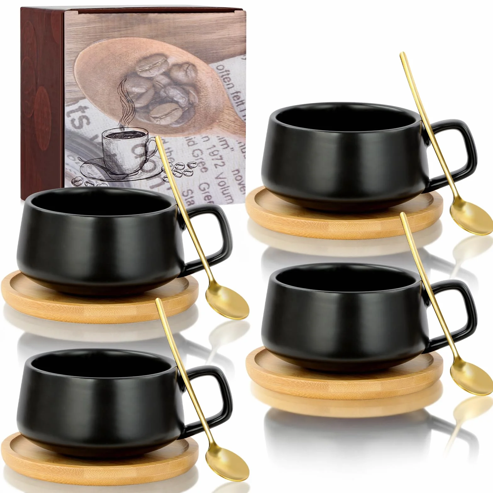 Zestaw filiżanek do cappuccino porcelanowych 4 szt. 280 ml ceramiczny