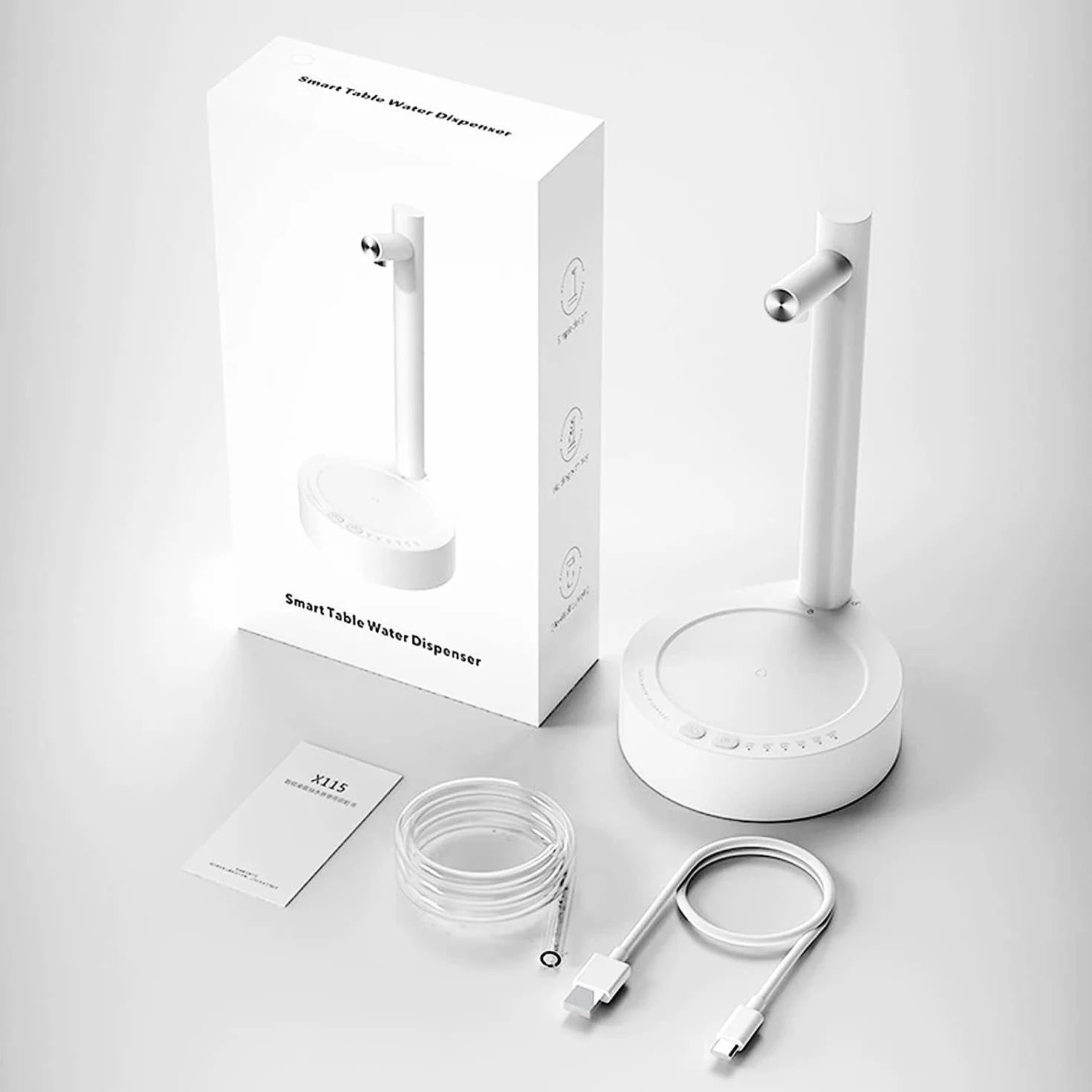 Dozownik Wody, Biurkowa Elektryczna Pompa do Butelek z wodą, Przenośny Automatyczny Dozownik Wody Pitnej do ładowania USB, Uniwersalny do Butelki 5 Galonów, Pompa Wodna do Biura (Biały)