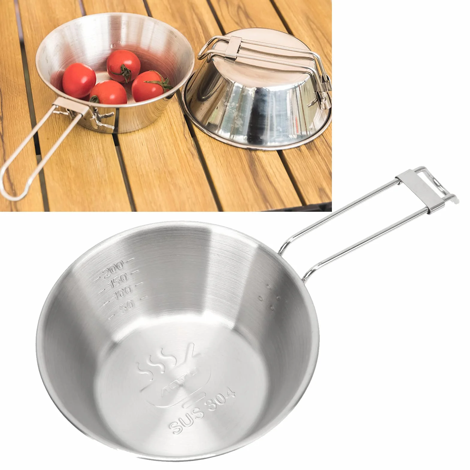 4PCS Miski Kempingowe 300 Ml Składany Uchwyt ze Stali Nierdzewnej Szeroko Stosowany Miski ze Stali Nierdzewnej do Biwakowania na Zewnątrz Przyjęcie 304 Bowlowca Stal Bez Kempingu