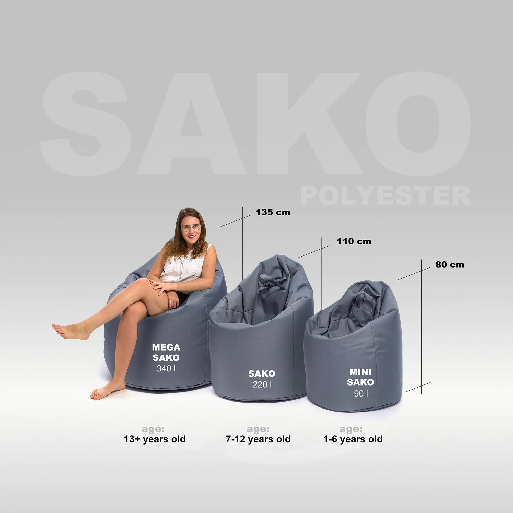 Ecopuf - Sako Pufa Fotel Zewnętrzny - Beanbag do pokoju dziecięcego - Stylowa poduszka z tkaniny - Fotel relaksacyjny - Wyposażenie domu - Rozmiar XL - 85x135cm - Czerwony Nc12