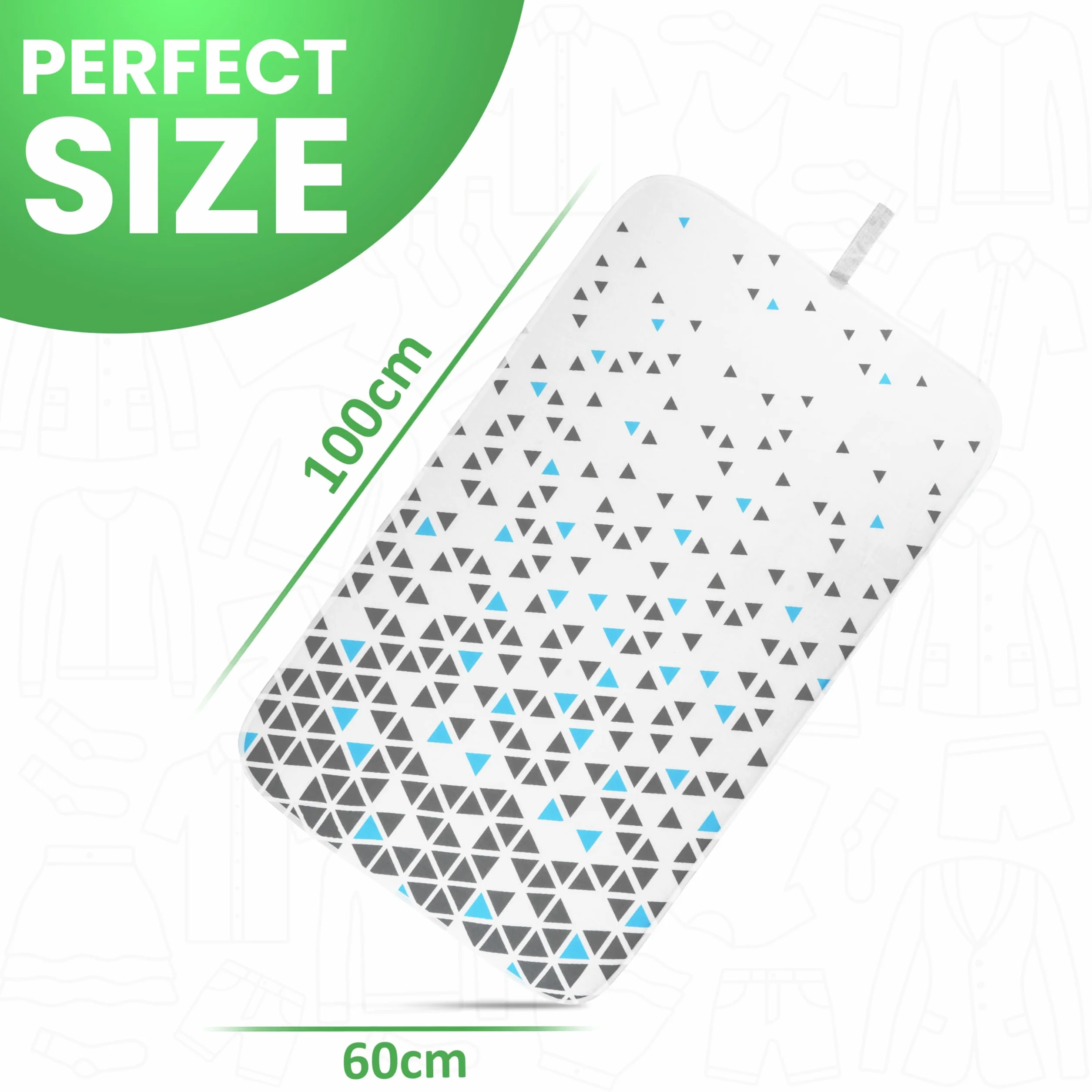 SimplySmooth Deska do prasowania 100x60 - odporna na ciepło podkładka do prasowania z napinaczami, ściereczką i E-Book - antypoślizgowe akcesorium do podróży
