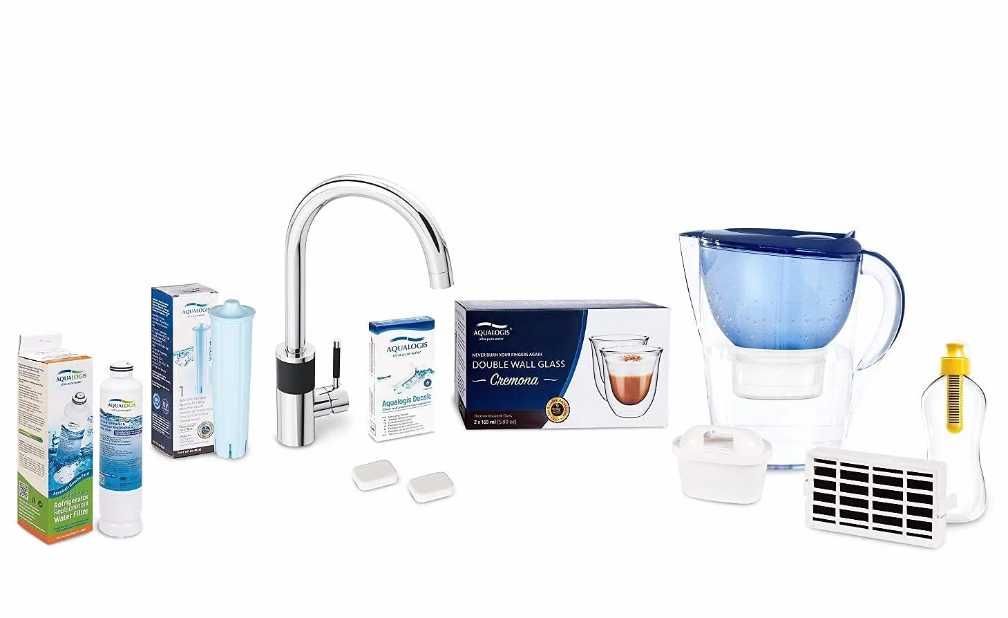 Aqualogis Pure+ Filtr wody kompatybilny z BRITA Maxtra & Maxtra+ Plus do dzbanków Harmony, Style, Elemaris, Marella, Tassimo (6 sztuk)