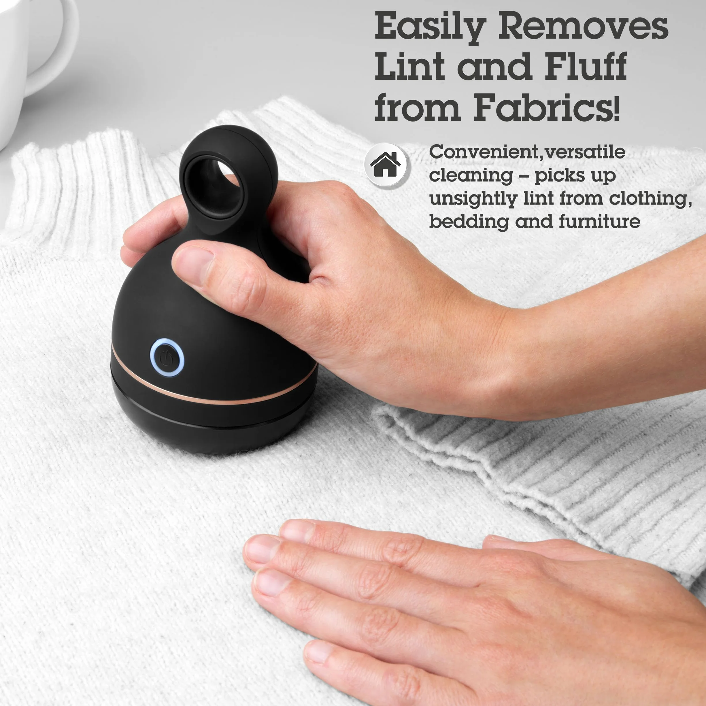 Beldray BEL01034 Cordless Electric Lint Bobble Remover, Rechargeable & Reusable, 45 Minutes Operating Time, Multi Use, XL Head, Suitable Pilling On All Fabrics, Clothing & Upholstery, Rose Gold/Black