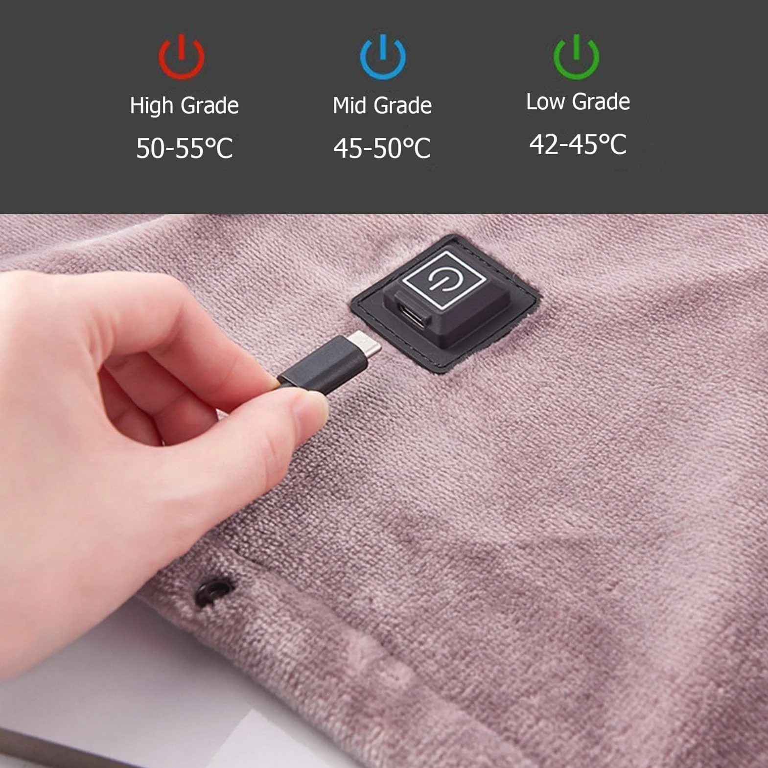 AVSMGP Bezprzewodowy elektryczny koc grzewczy Miękki flanelowy koc zasilany przez USB z 3 ustawieniami temperatury Przenośna mata grzewcza Do domu, biura, podróży,Pink,180×200CM/71×78.8IN