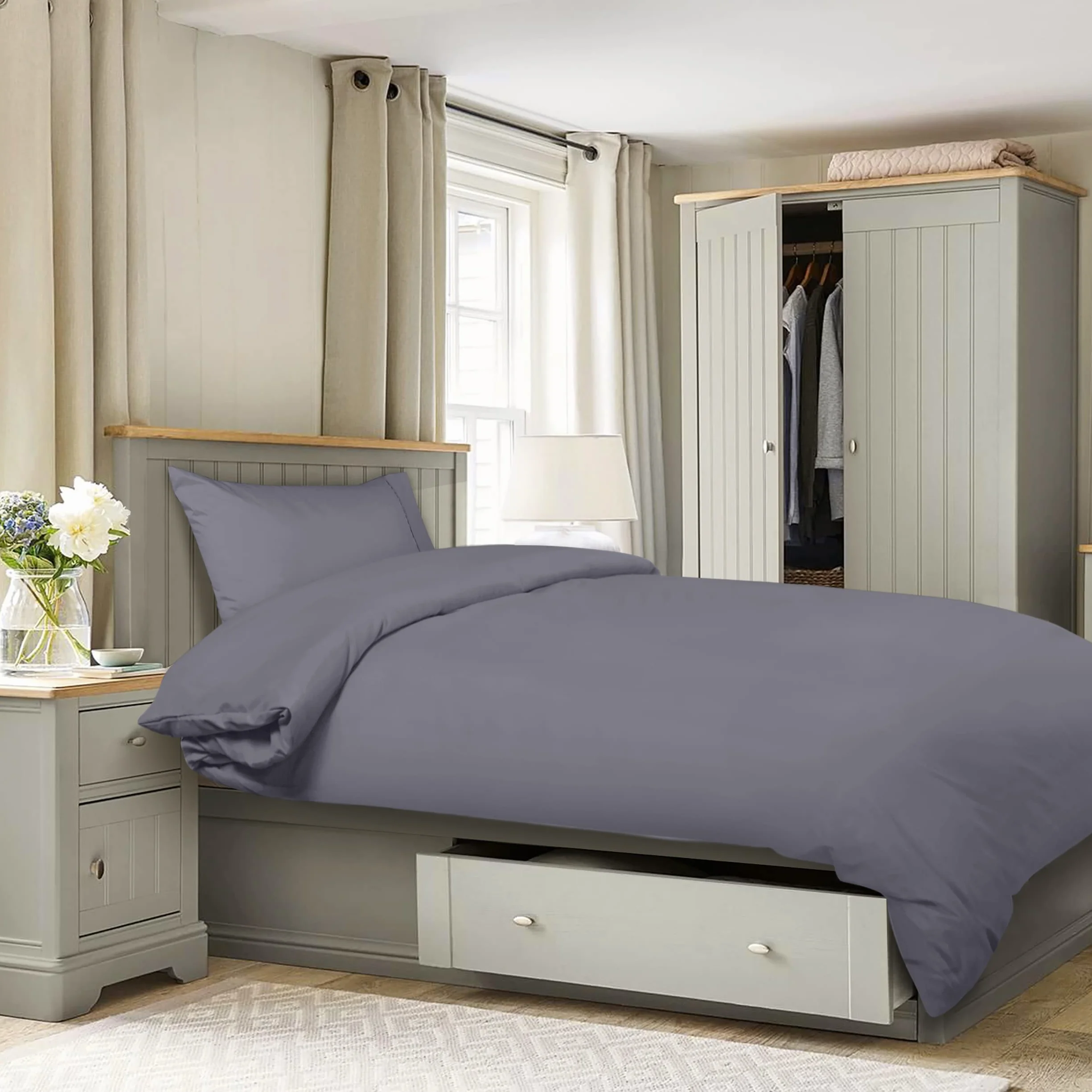 Utopia Bedding 3-Częściowy Zestaw Pościeli - Poszwa Na Kołdrę 135x200 cm, Prześcieradło 90x190 cm Z Poszewką Na Poduszkę 50x75 cm - Miękki, Szczotkowany Poliester Z Mikrofibry (Szary)