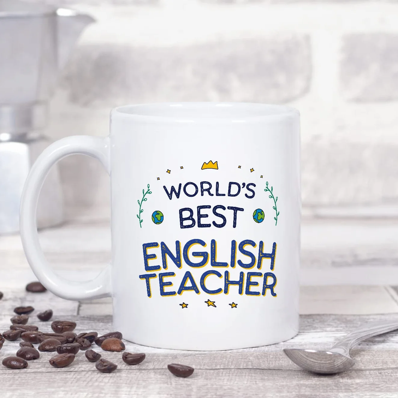 MUGFFINS Kubek nauczyciela angielskiego - w języku angielskim - najlepszy na świecie - zabawny prezent dla kolegów - ceramiczny kubek 325 ml