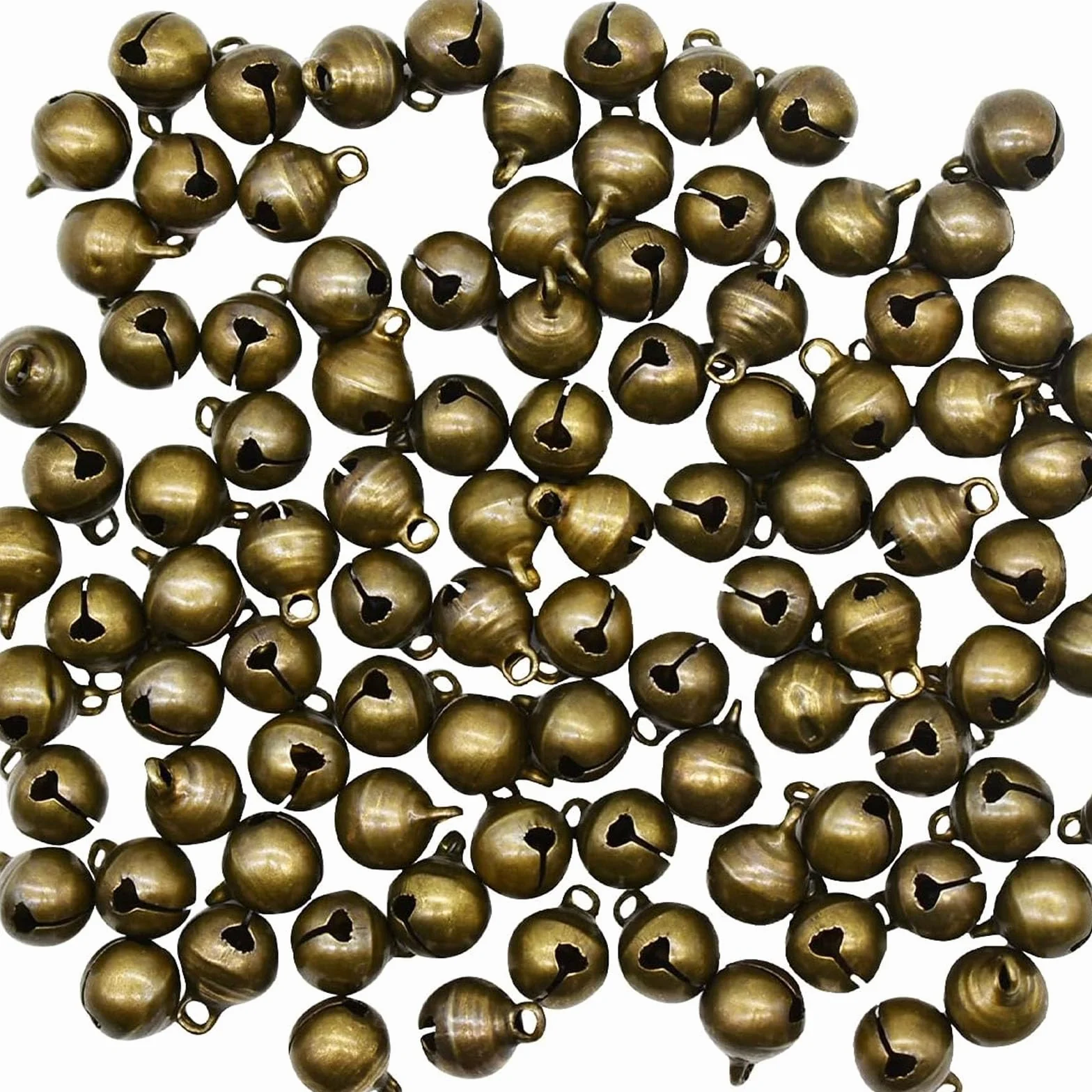 200 sztuk dzwonków do majsterkowania, 8 mm, vintage, dzwoneczki z brązu, dzwoneczki z oczkami, brązowe opaski do zawieszenia, do rzemiosła, biżuterii, na festiwal, dekoracja, dzwonki dla zwierząt