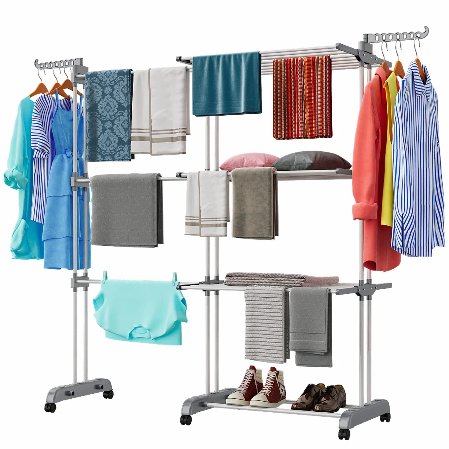 Suszarka na Pranie Pionowa Stojaca Universal Aluminium Vertical Clothes Drying Rack na Balkon/Ogrodowa