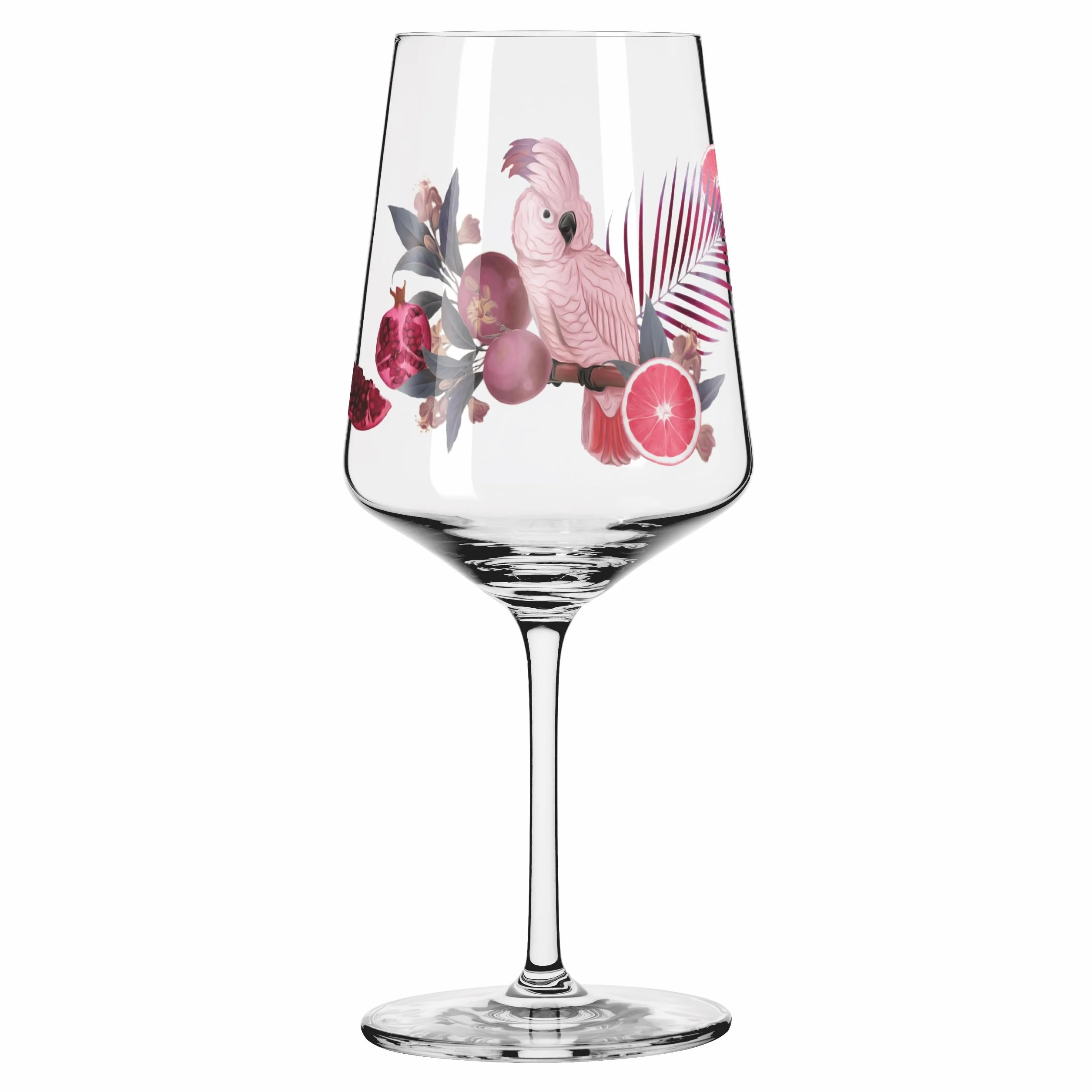RITZENHOFF Kieliszek do aperitifu 500 ml zestaw 2 szt. seria Sonet letni motyw kakadu różowy szary