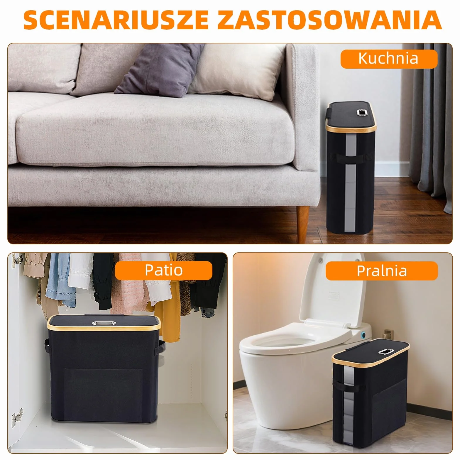 OUSFOT Kosz do Przechowywania Papieru Toaletowego, 32L Organizer Lazienkowy z Pokrywką do przechowywania 12 rolek Kosz na Papier Toaletowy Czarny