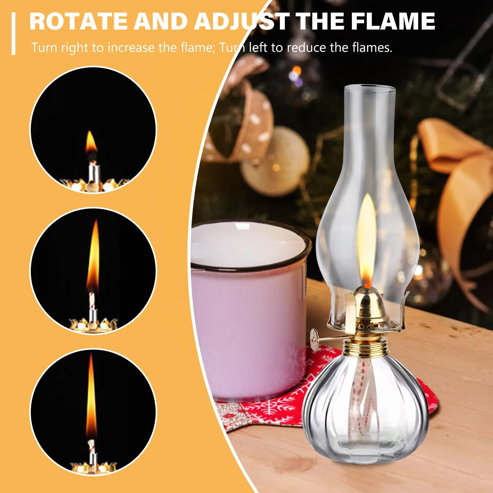 Szklana lampa naftowa do wnętrz, 2 sztuki lamp olejowych ze szkła, lampa naftowa w stylu vintage, klasyczne lampy naftowe z regulowanym płomieniem, lampa naftowa w stylu retro, lampa olejowa do
