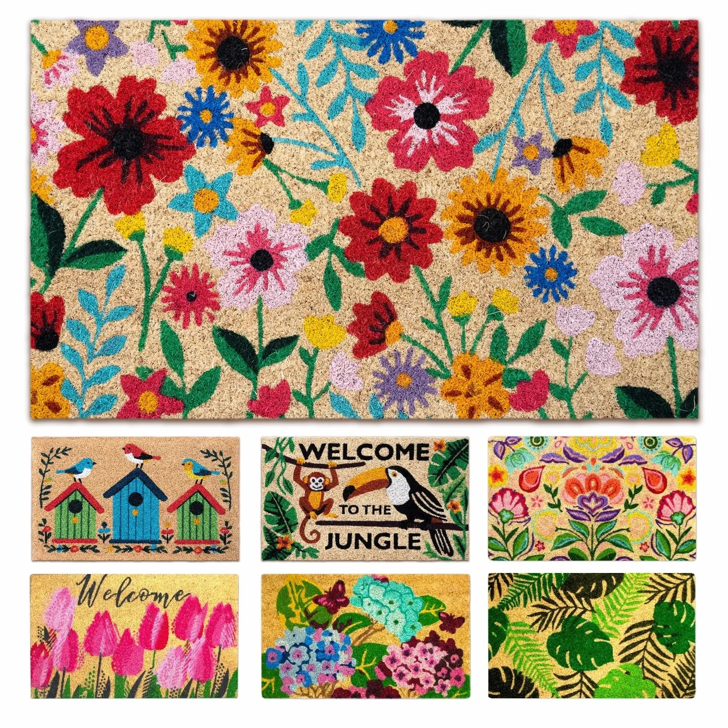 Wycieraczka wejściowa do domu Oryginał - Botaniczny - 40 x 70 cm - Dywan wejściowy do domu na zewnątrz i wewnątrz - Wycieraczka kokosowa - wytrzymała i antypoślizgowa