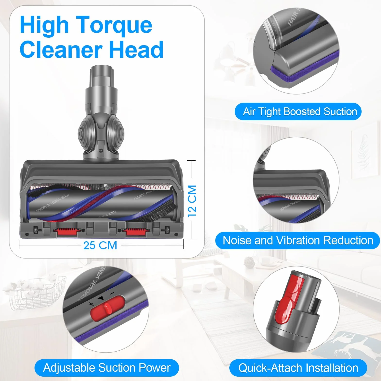 Torque Drive Dysza podłogowa do odkurzacza Dyson V11 V15 V7 V8 V10, szczotka zapasowa do twardych podłóg i dywanów
