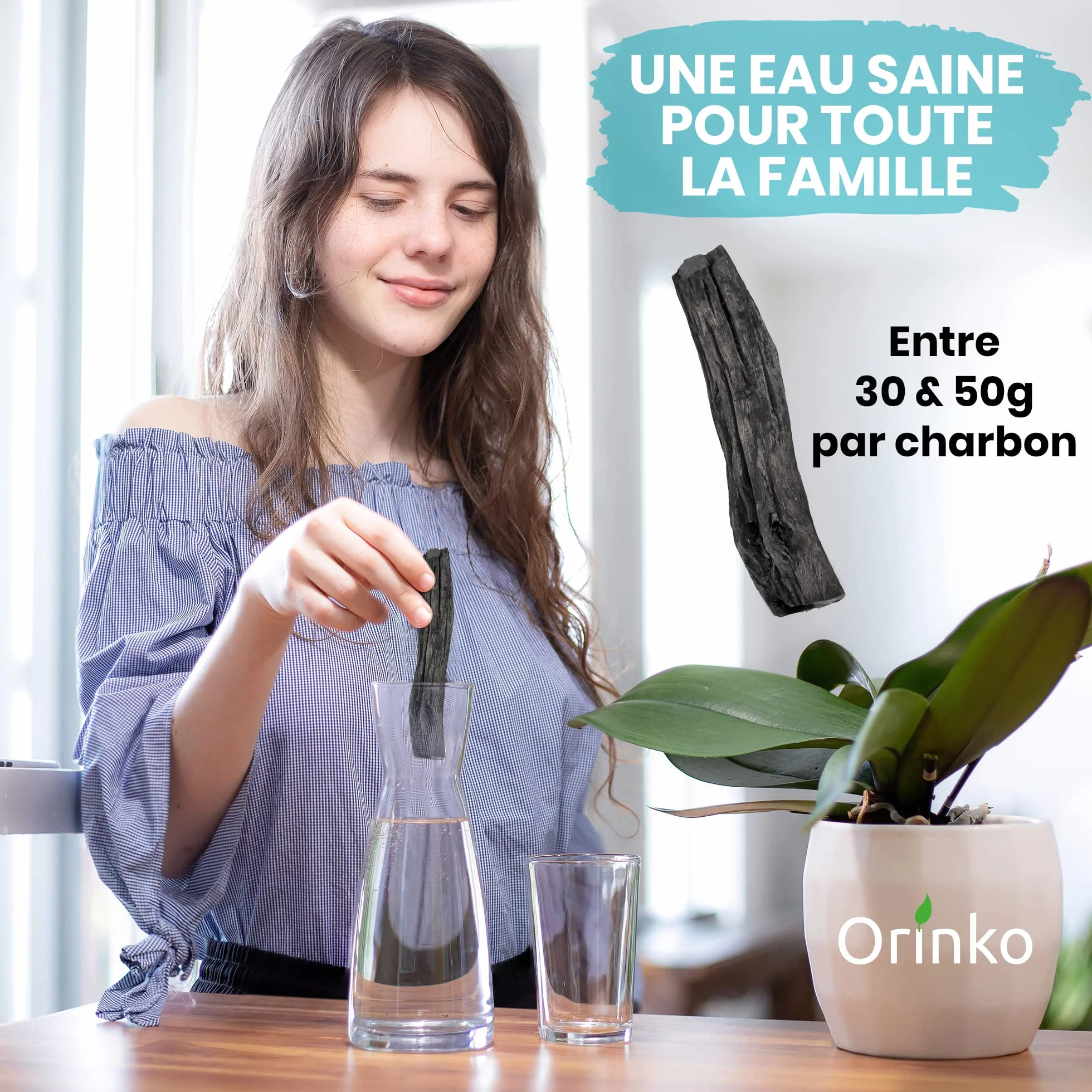 ORINKO Binchotan Kishu filtr do wody z kapusty, pałeczki X5, japoński węgiel aktywny do naturalnego oczyszczania wody, aktywny filtr węglowy, trwały, idealny do karafek i dzbanków