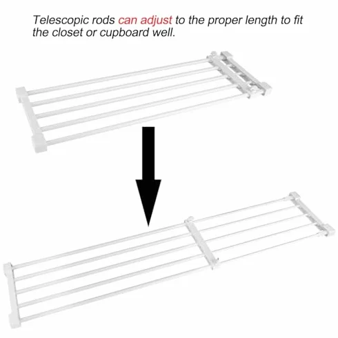 Ausla Teleskopowy Regał Garderobowy, Regulowany System Przechowywania DIY do Szafy, Kuchni, Sypialni, Łazienki, 70-120cm