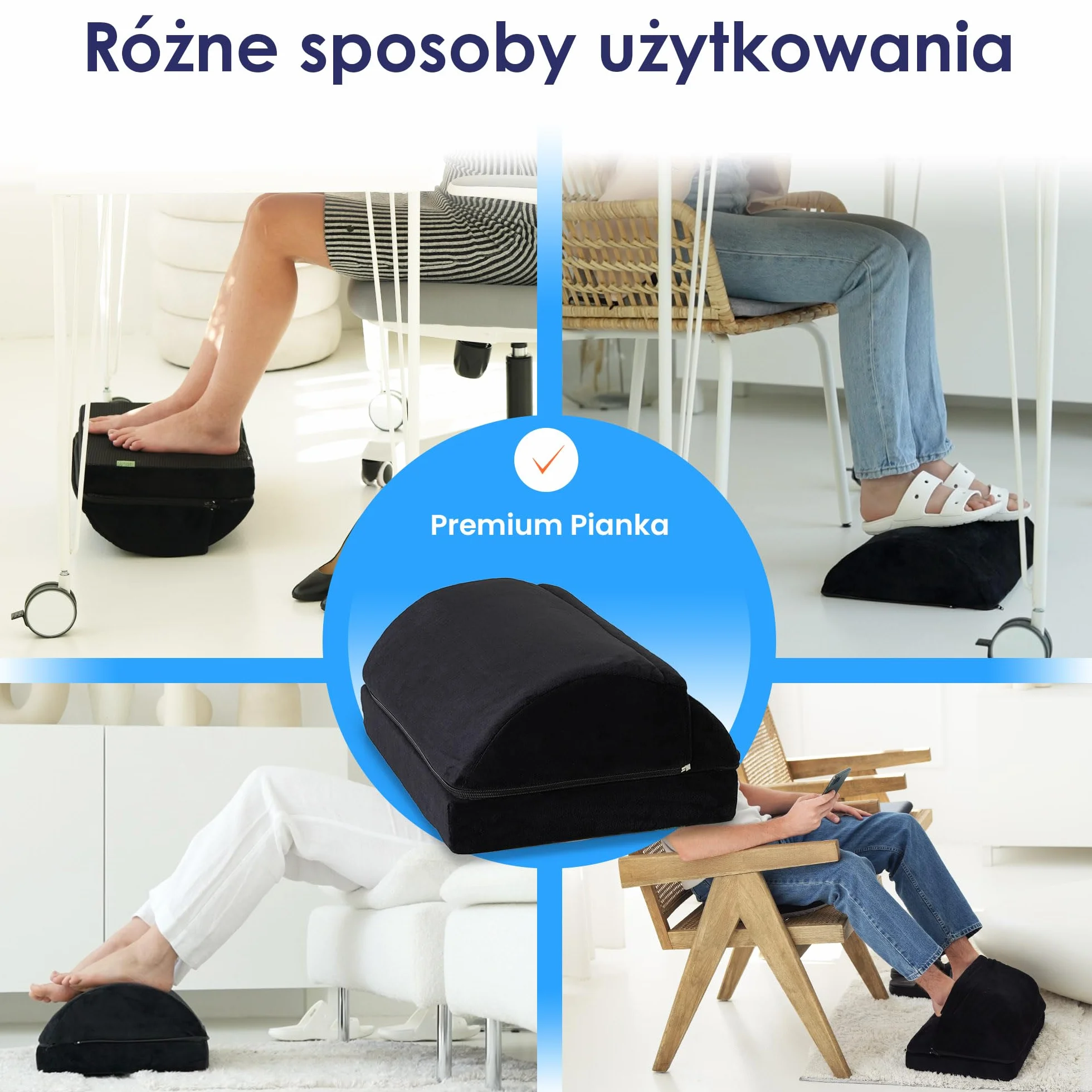 Podnóżek na biurko – ergonomiczny podnóżek i podnóżek do biura i biura domowego, podnóżek pod biurkiem, akcesoria biurowe, test bardzo dobry, certyfikat Oeko-Tex