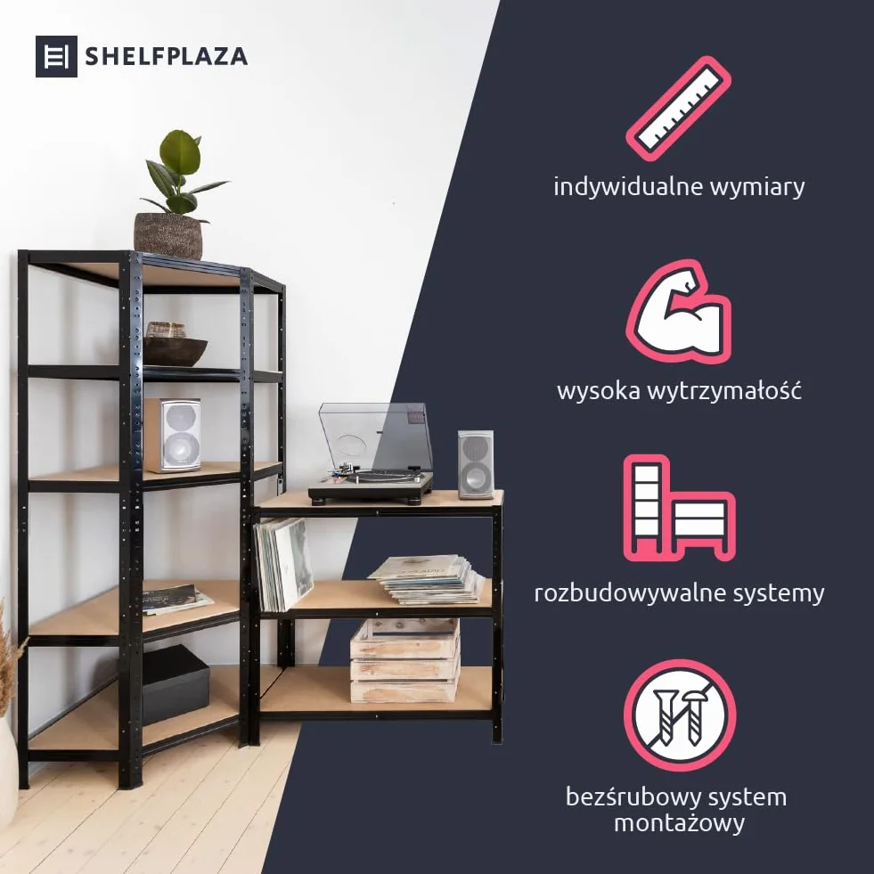 shelfplaza HOME 200x60x30 cm regał narożny do dużych obciążeń. w kolorze biały z 6 półkami i udźwigiem 145 kg na półkę