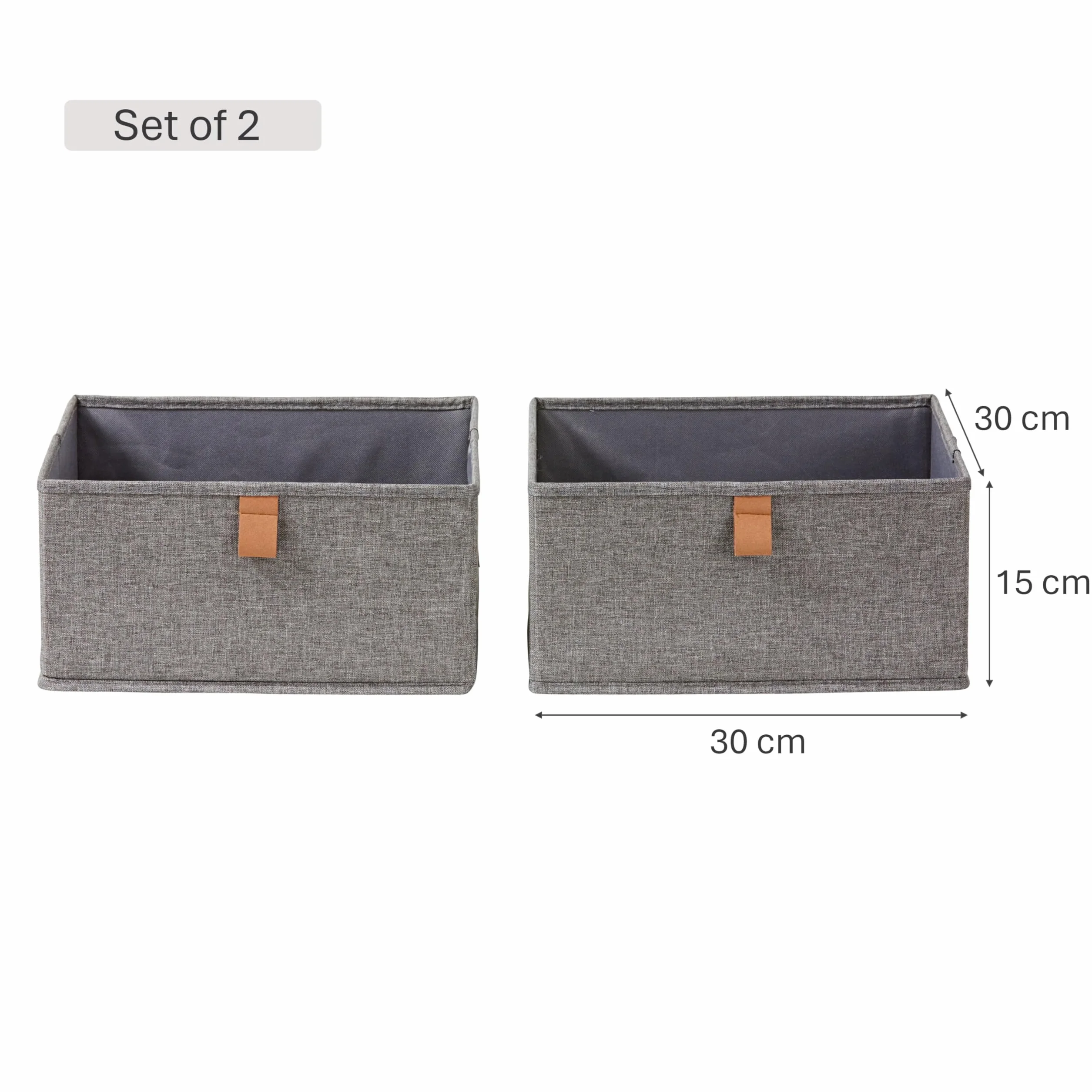 Organizer do szafy na ubrania 2-częściowy zestaw z dwoma pojemnikami szary 30 x 15 cm