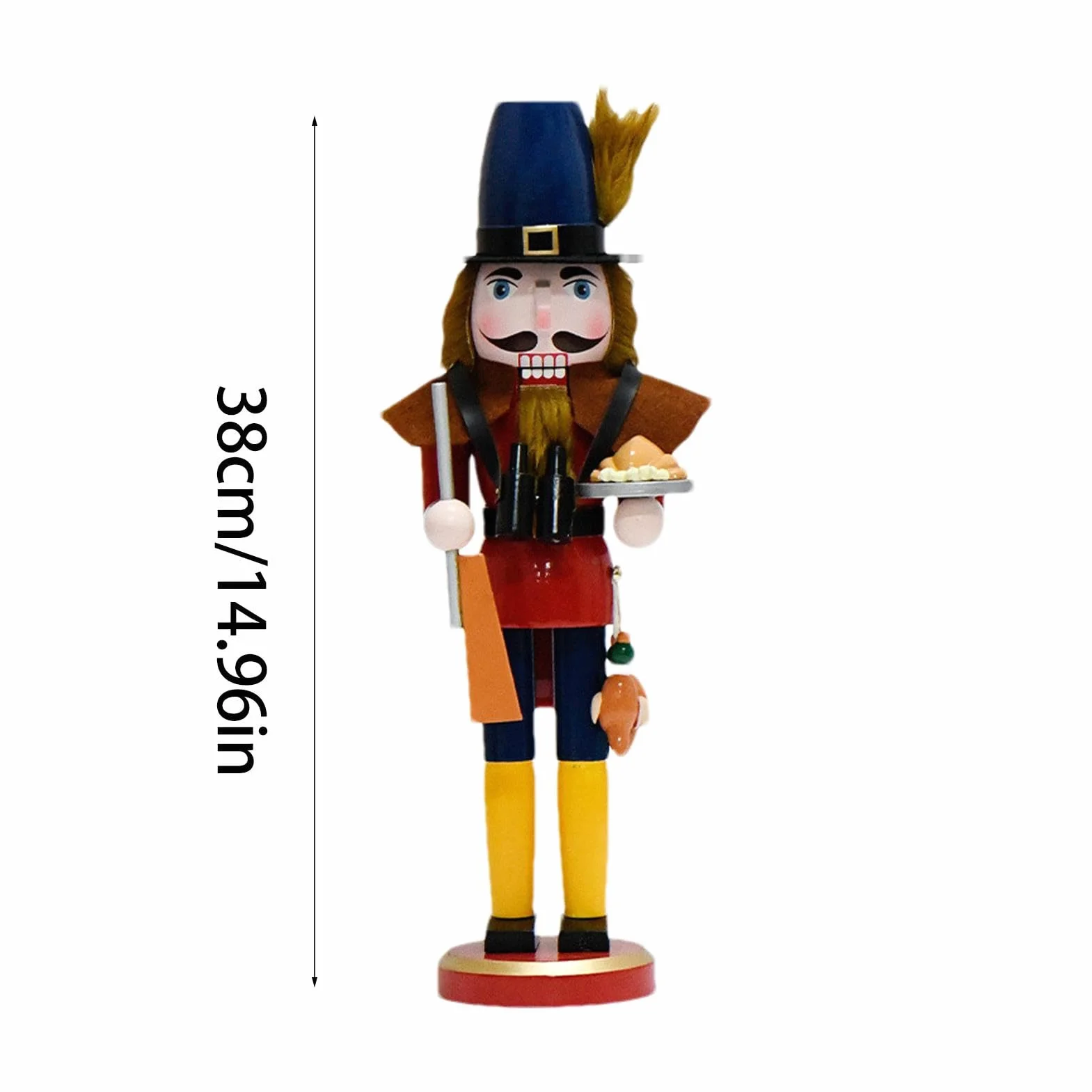 Traditional Wooden Nutcracker, King Nutcracker Figure, Nutcracker Christmas Decor, Nutcracker Ornament, X Mas Nutcracker Model, 15inches Classic Christmas Decoration for Christmas Decorations