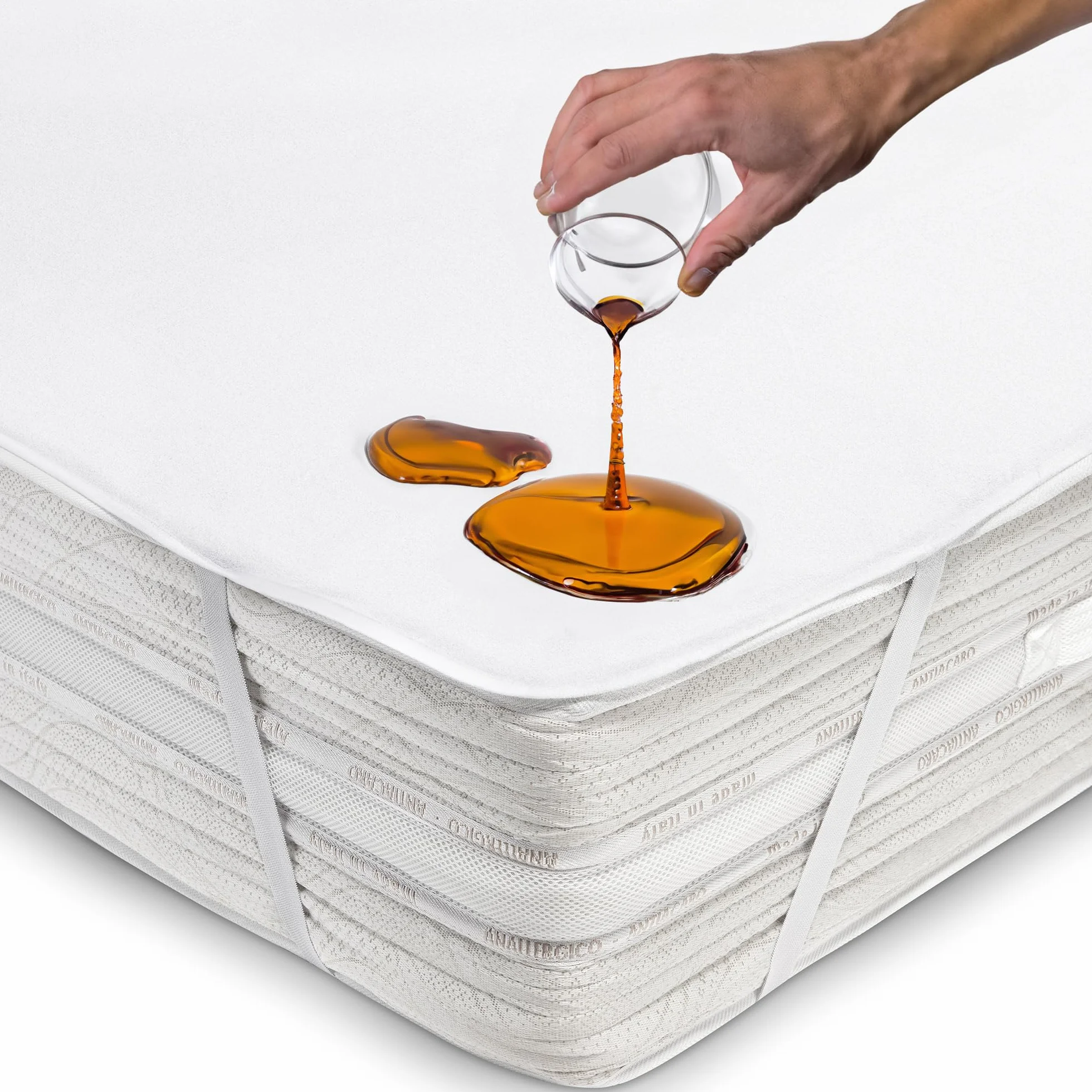 Ochraniacz na Materac 160x200 Bawełniany Pokrowiec na Materac Wodoszczelna 100% Wodoodporny Nakładka na Materac Higieniczny i Oddychający Pokrowiec na Materac Antyalergiczna z 4 Gumkami na Rogach