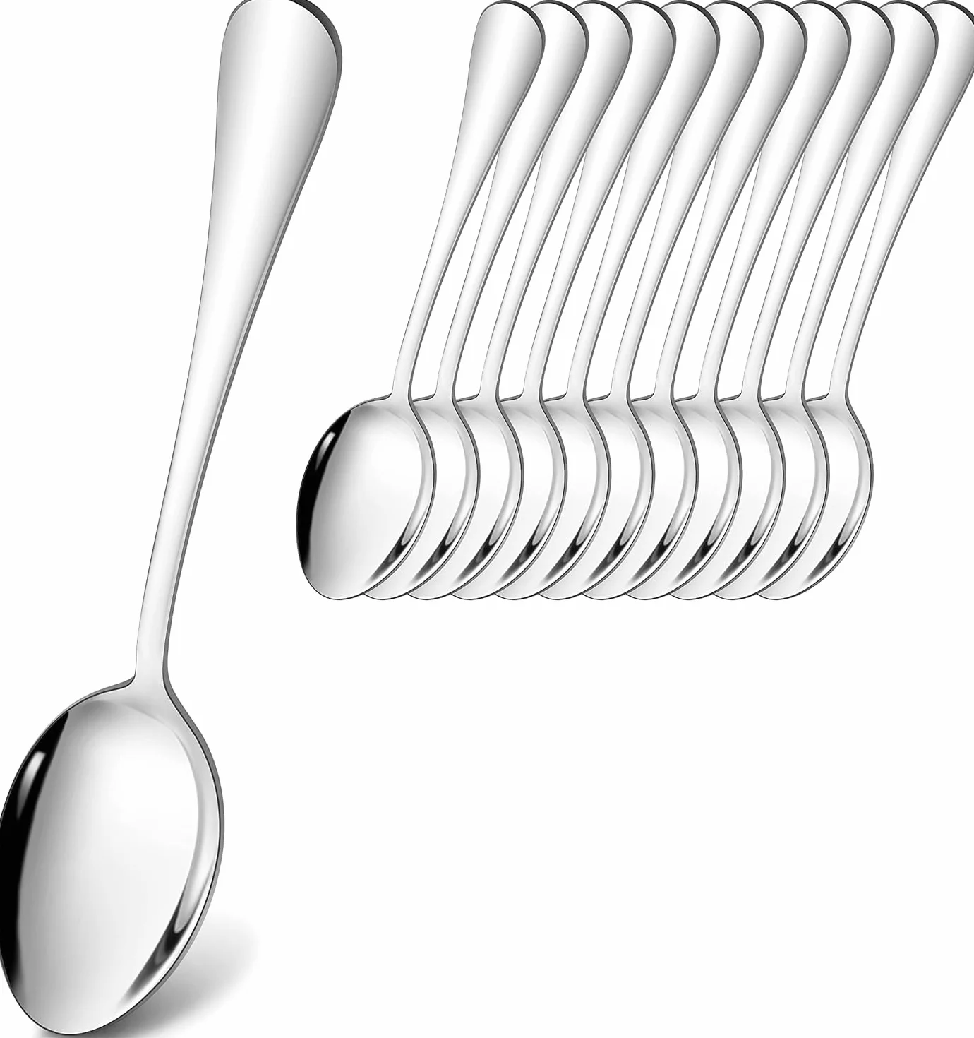 Joyfair zestaw 12 łyżek stołowych, łyżki stołowe ze stali nierdzewnej, łyżka do zupy, 20,8 cm, nowoczesna łyżka obiadowa do kuchni/domu/restauracji, okrągłe uchwyty i gładkie krawędzie, nadają się do