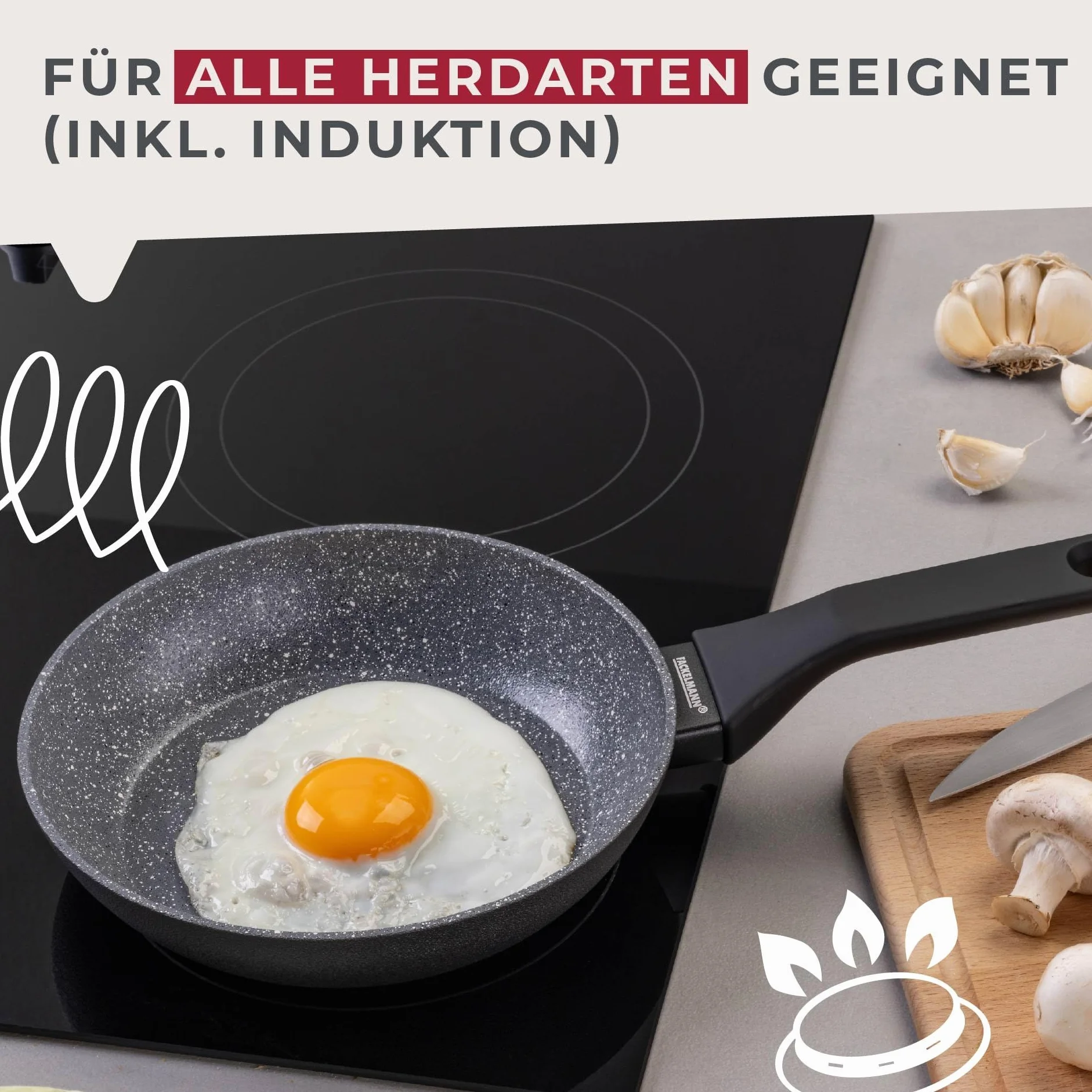 Fackelmann Patelnia Cosmo – średnica 20 cm z tłoczonego aluminium, powłoka ceramiczna Excilon bez użycia PFAS, uchwyt Soft-Touch, czyszczenie ręczne