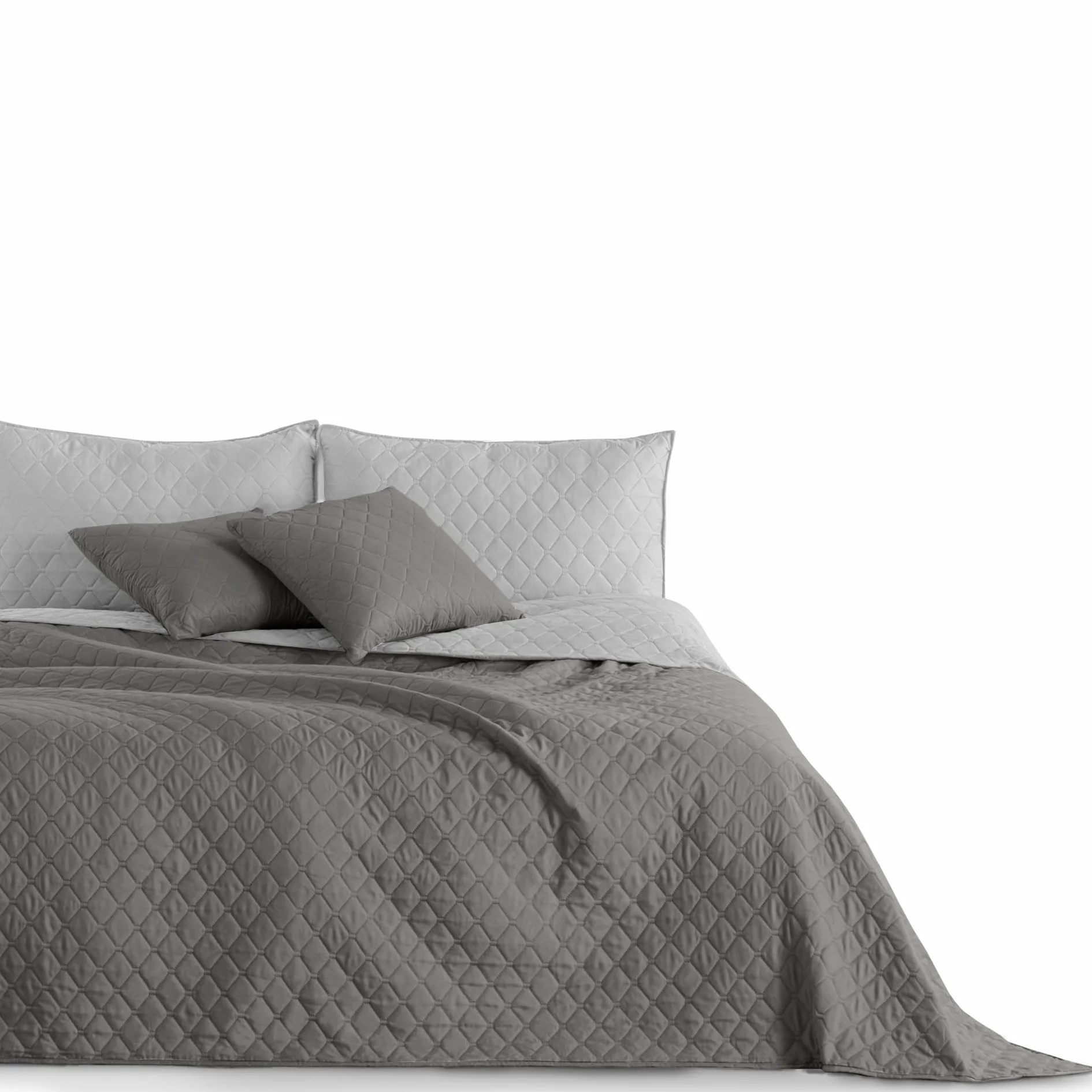 DecoKing Narzuta Na Łóżko 200 x 220 cm Szara Srebrna Dwustronna Pikowana Łatwa W Pielęgnacji Axel