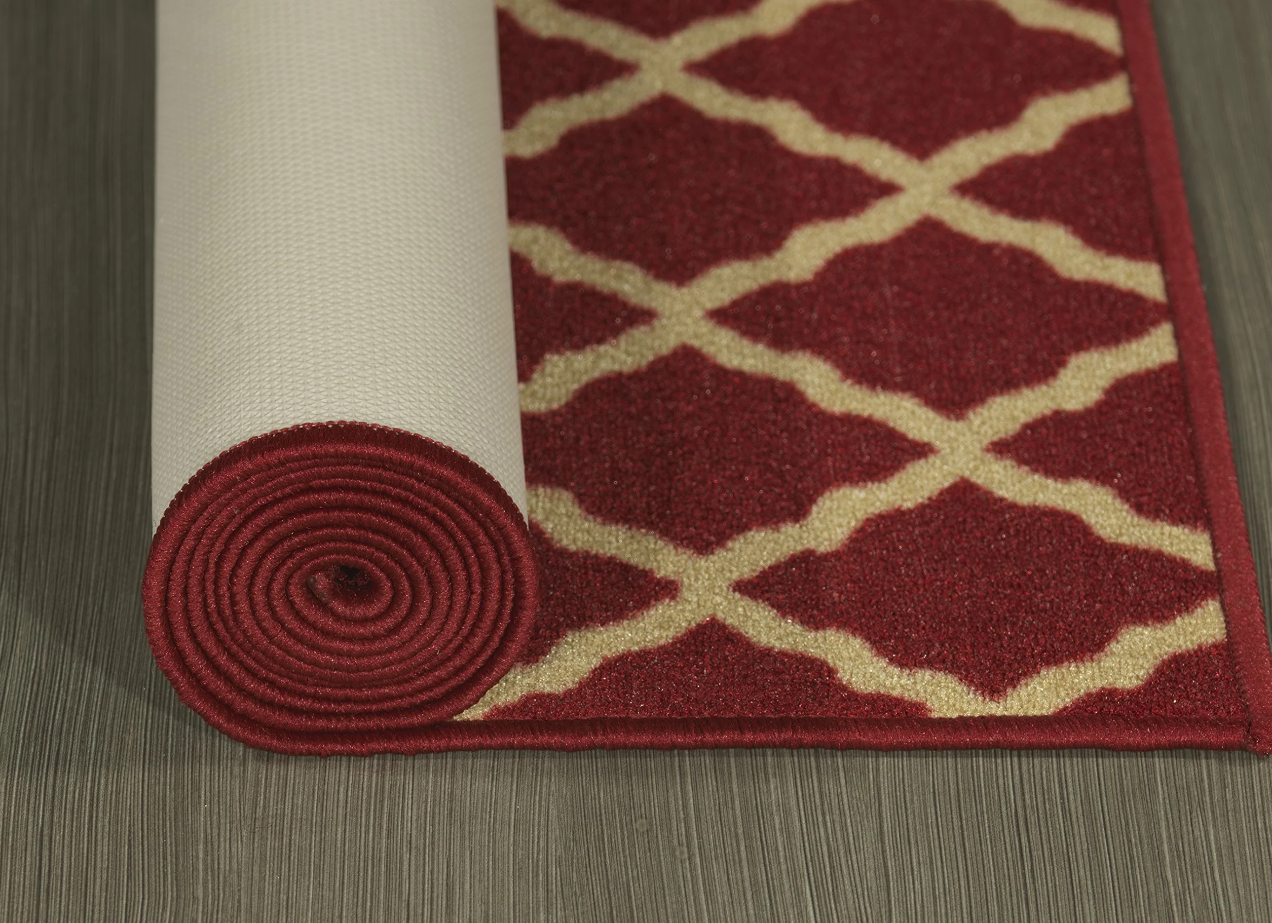 Ottomanson Ottohome Collection elegancki dywan z kratką antypoślizgowy 57 x 210 cm czerwony
