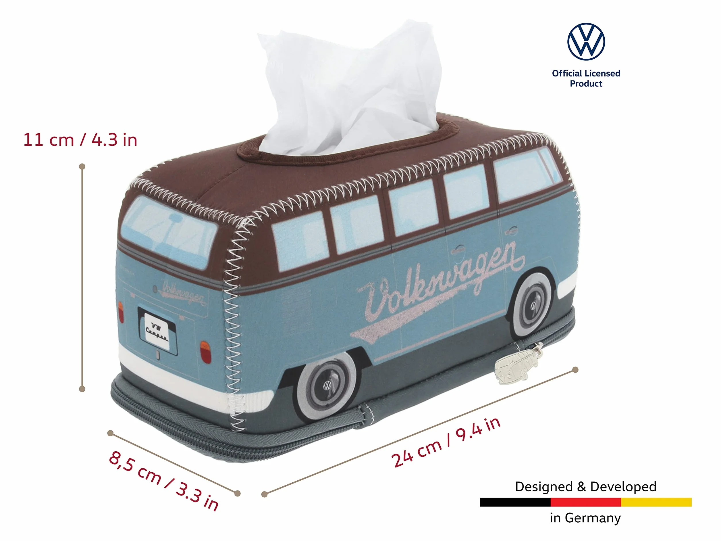 BRISA VW Collection Volkswagen neoprenowy dozownik serwetek pudełko na chusteczki higieniczne T1 Bulli Bus petrol brązowy