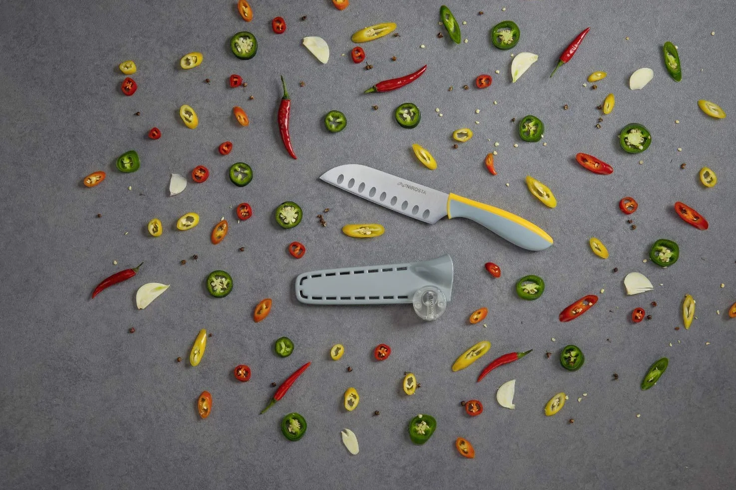 Nirosta Eversharp mały nóż Santoku kuchenny ze stali nierdzewnej Soft-Touch 13 cm