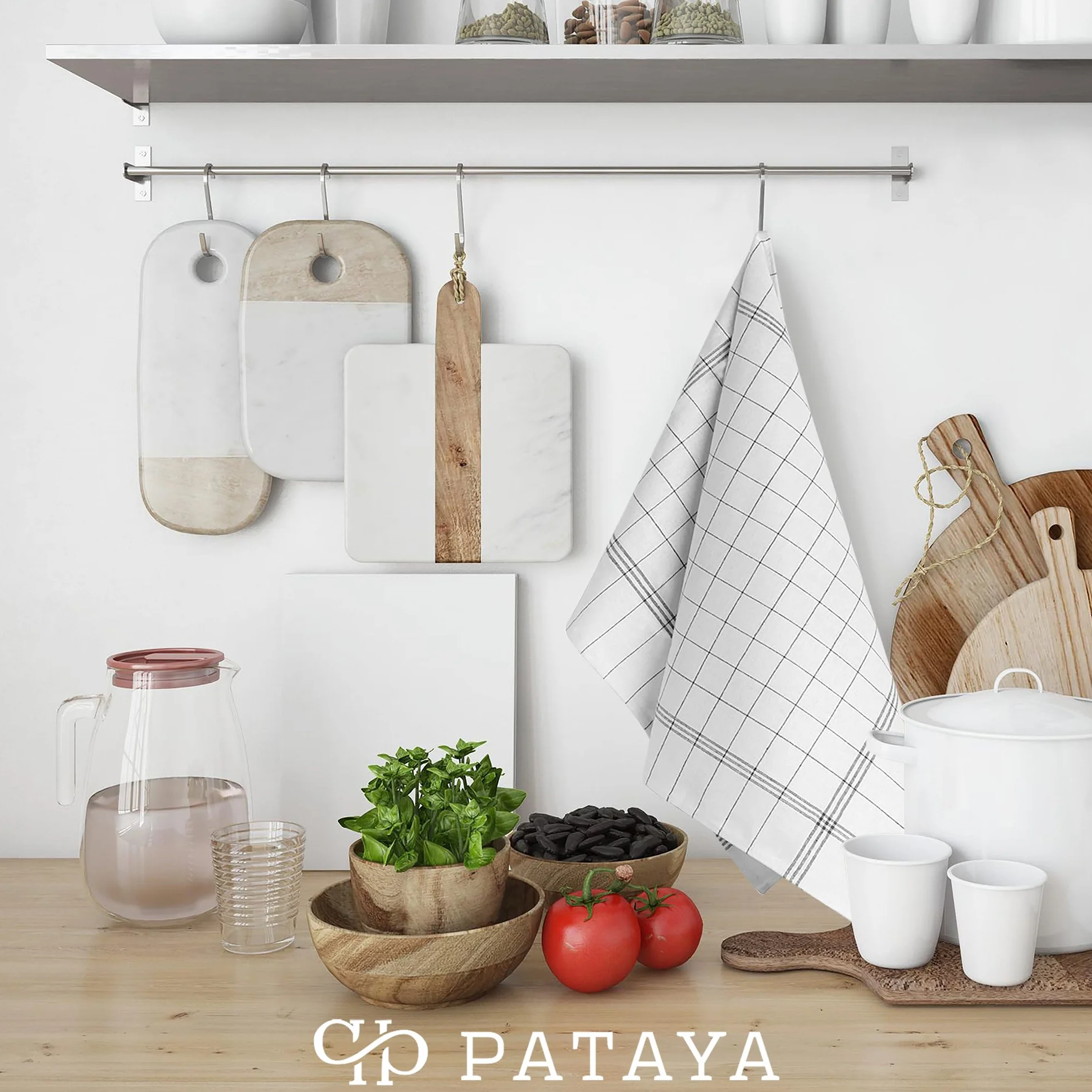 Pataya Ścierki do naczyń bawełniane, zestaw 10 sztuk, 100 bawełny, certyfikat Öko-Tex, bardzo chłonne, do kuchni, do naczyń, nadają się do prania w temperaturze do 90°C, kolor czarny