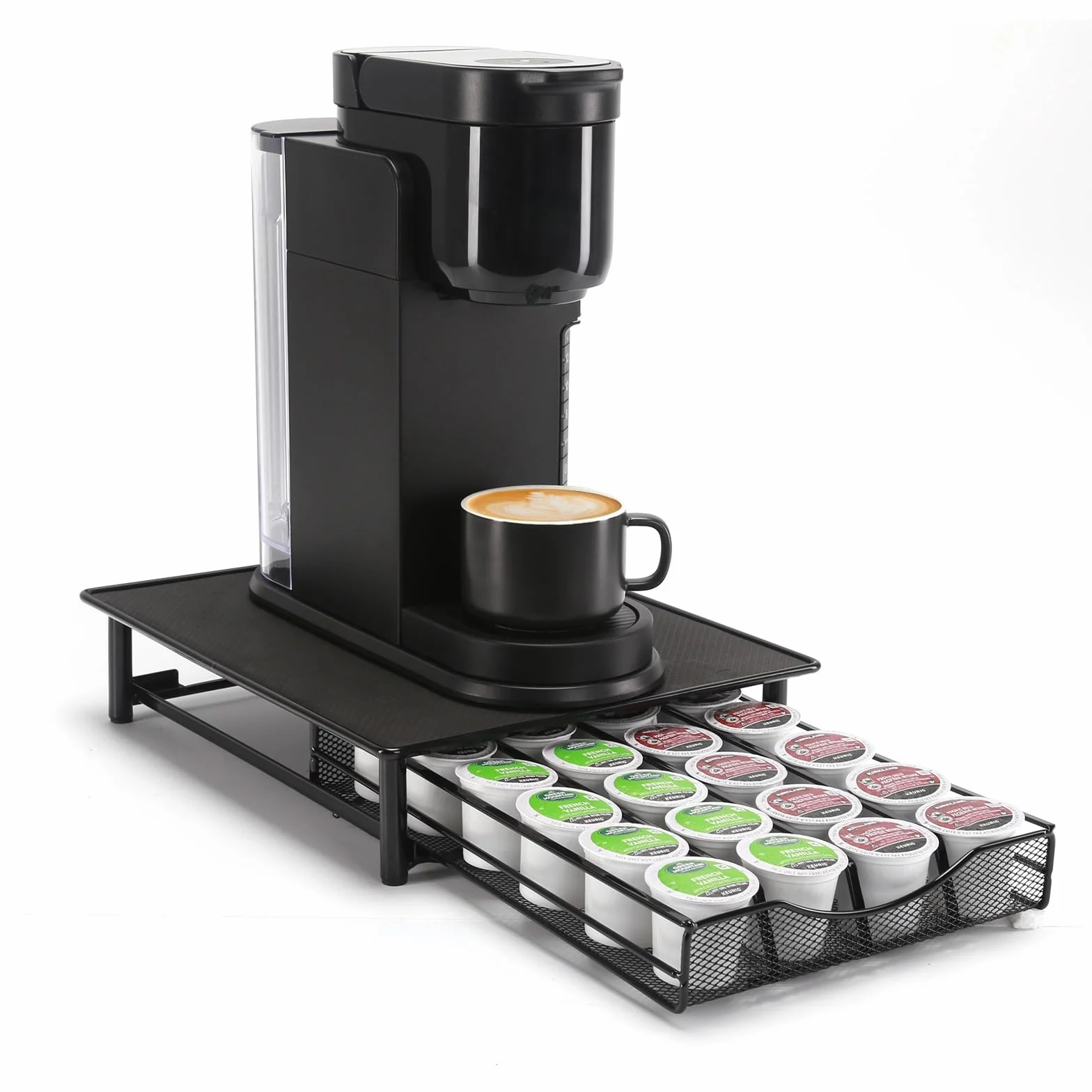 Uchwyt na kapsułki do kawy, dozownik do kapsułek,Szuflada do przechowywania strączków kawy kompatybilna z 24 kapsułkami Dolce Gusto, Antywibracyjna, antypoślizgowa.