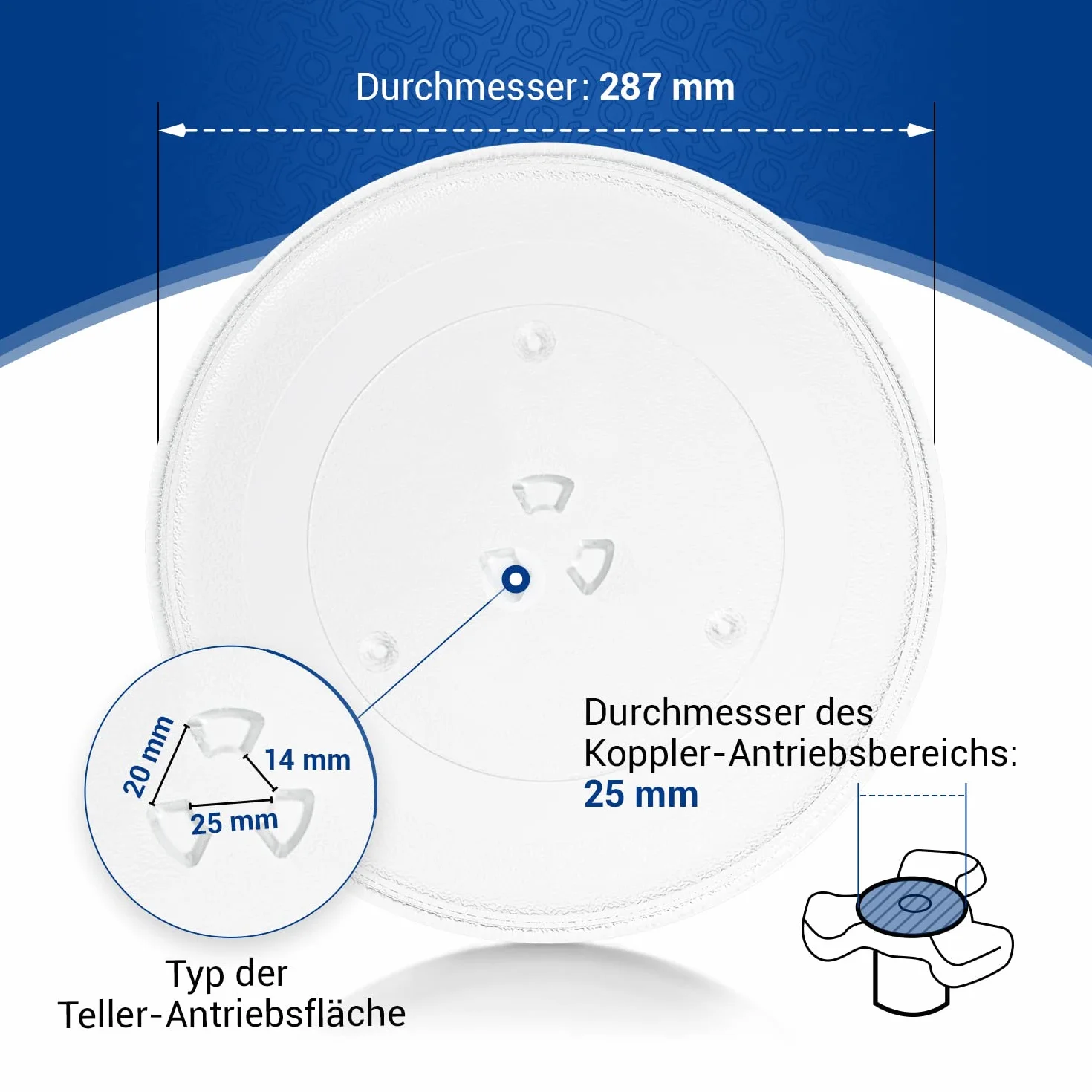 Talerz szklany VIOKS do kuchenki mikrofalowej/talerz obrotowy do mikrofalówki 28,7 cm Zamiennik modelu Samsung DE74-20102D