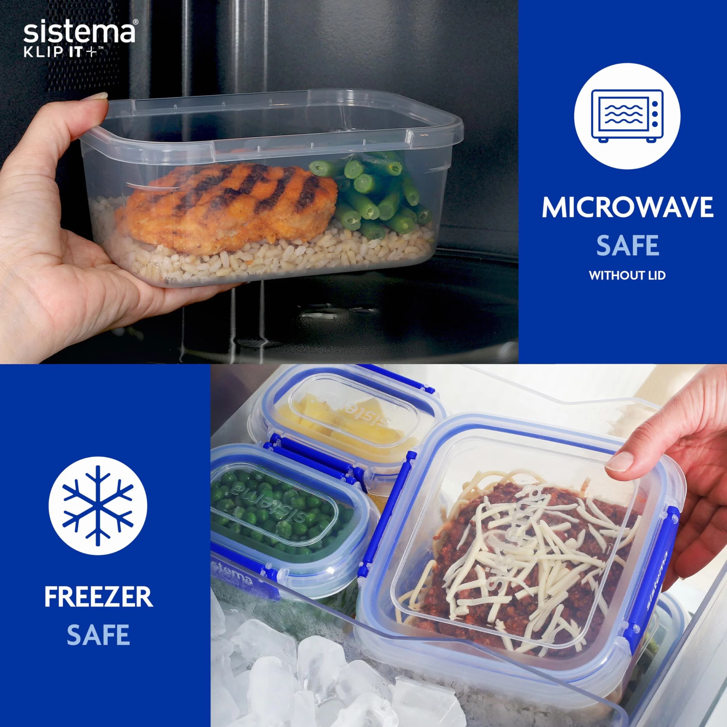 Sistema KLIP IT PLUS Szczelne pojemniki do przechowywania żywności, 1 l, hermetyczne i nadające się do układania w stos, z pokrywkami, szkolne pudełka na lunch, bez BPA, 4 sztuki