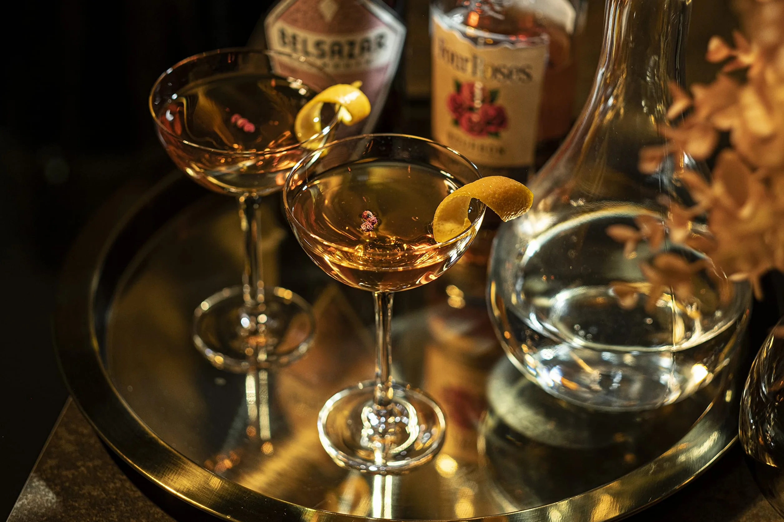 Vintage kryształowe kieliszki do szampana coupe | zestaw 6 sztuk, 113-140 g, klasyczne kieliszki koktajlowe - Martini, Manhattan, Cosmopolitan, Sidecar, Daiquiri, Speakeasy spodki w stylu retro z lat