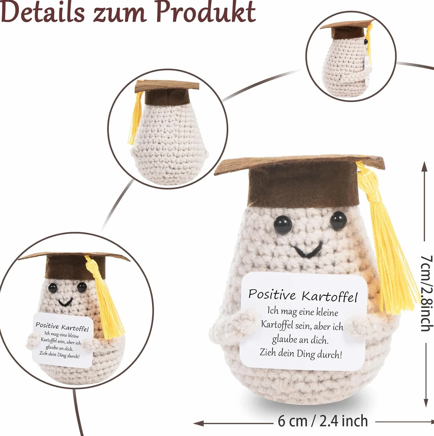Prezent dla kawalera, pozytywny ziemniak, talizman szczęścia, dekoracja kawalerska, wełniana lalka Potato