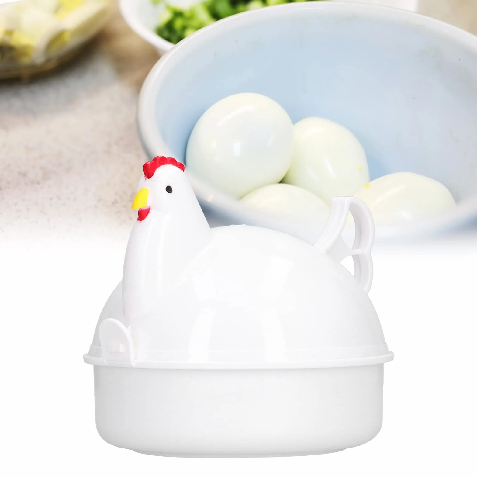 Tyenaza Egg Cooker, 4 Eggs Chicken‑Shaped Heat Microwave Eggs Boiler for Home Kitchen(12.3X13cm)